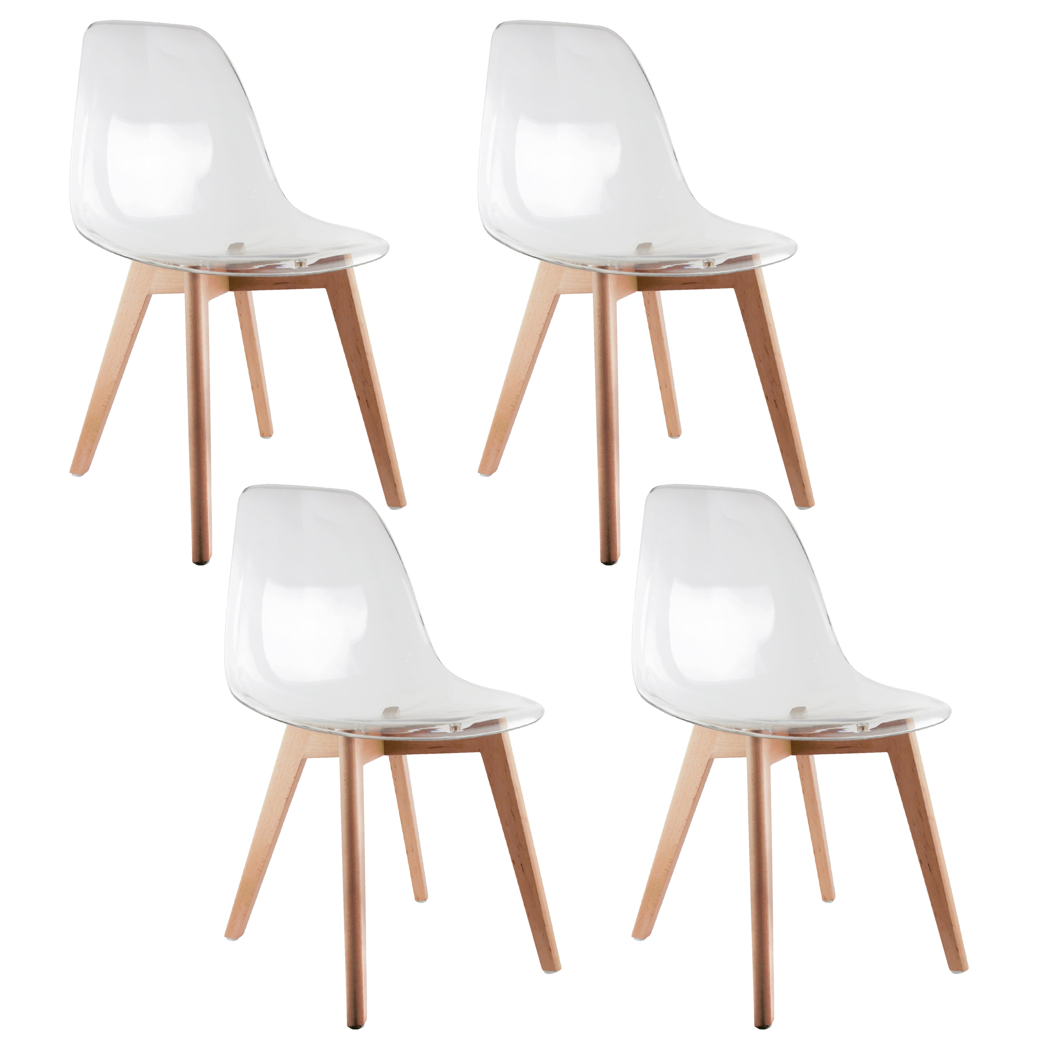 CHAISE SCANDINAVE TRANSPARENTE - LOT DE 2