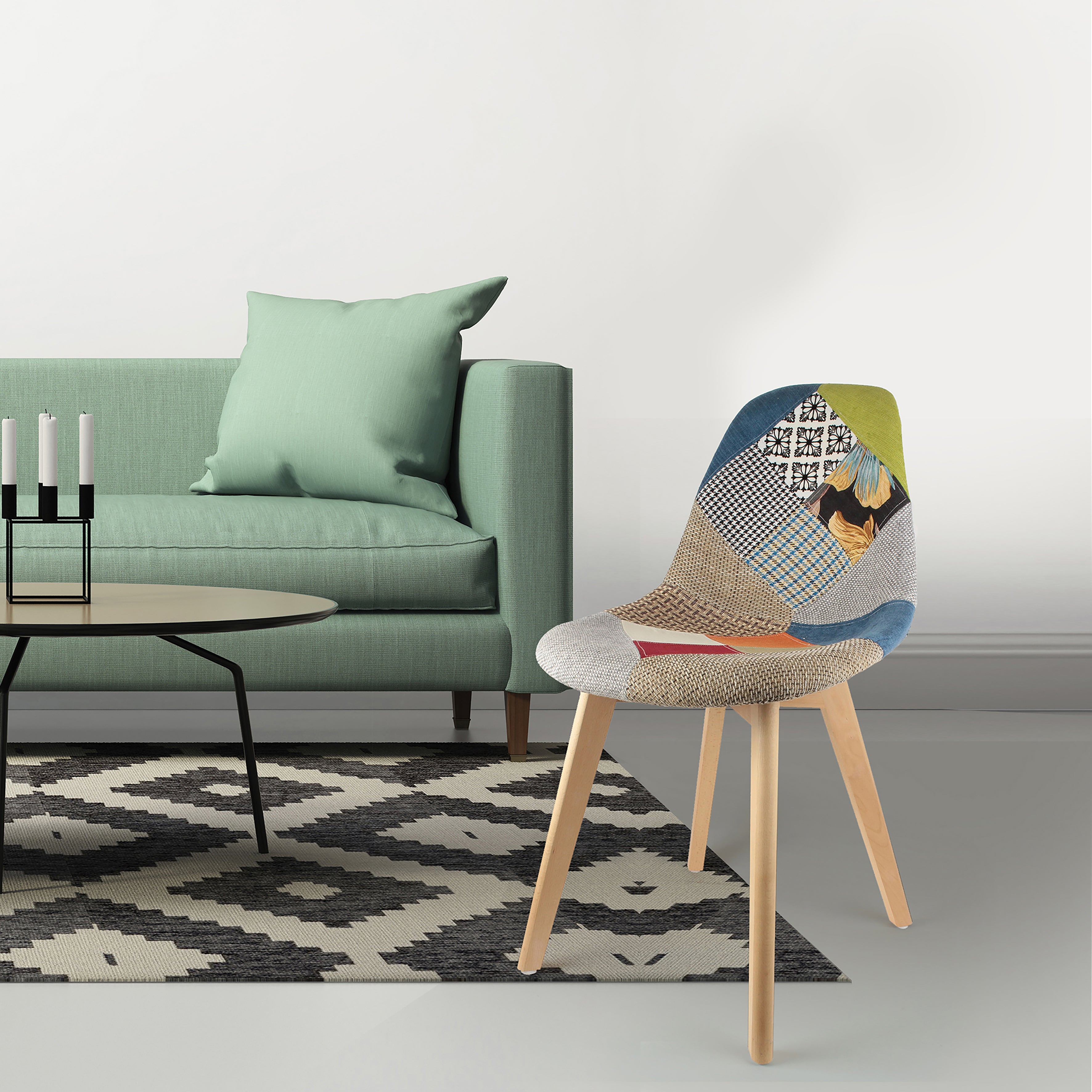 CHAISE SCANDINAVE PATCHWORK - LOT DE 4