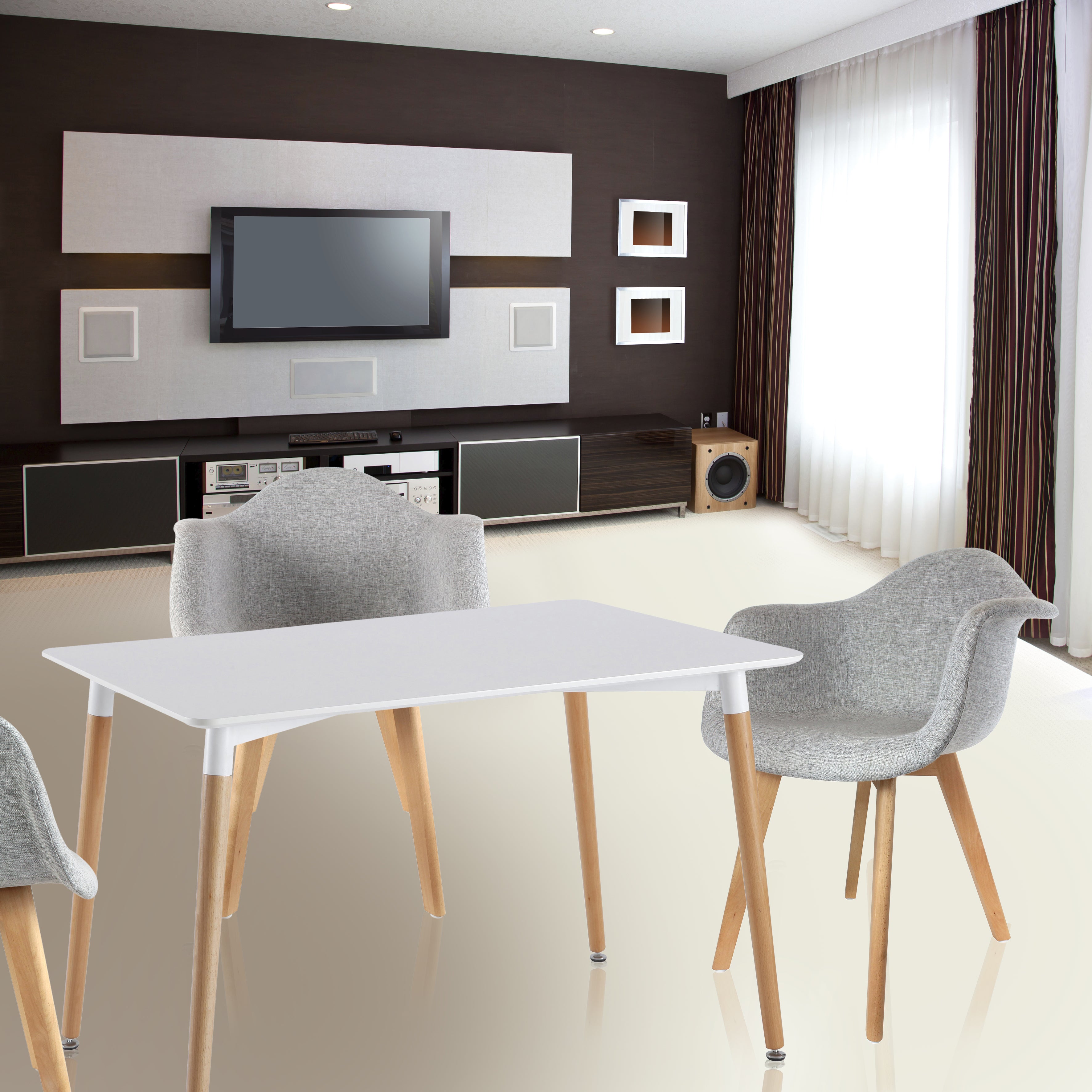 TABLE DE REPAS BLANCHE 115X75CM