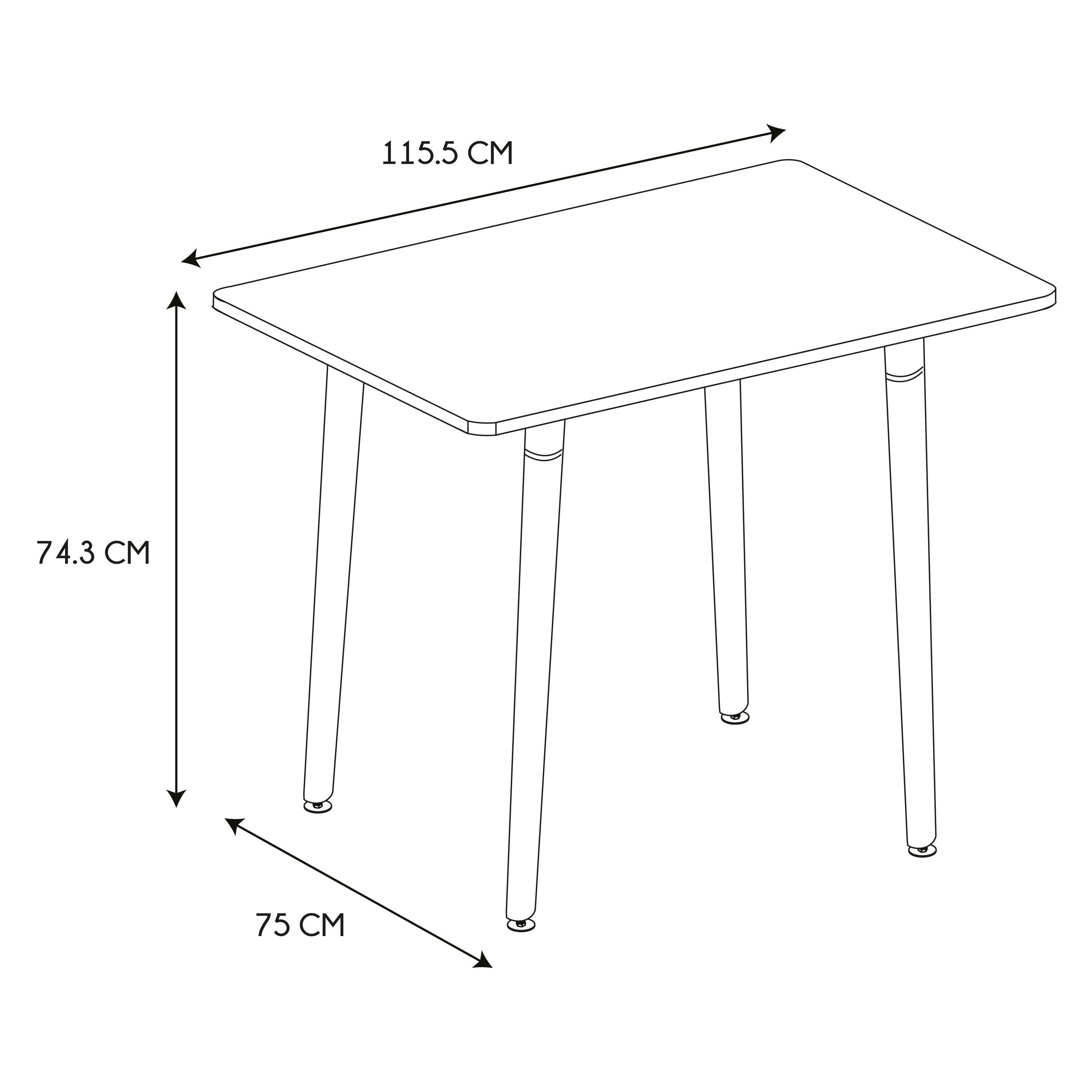 TABLE DE REPAS BLANCHE 115X75CM