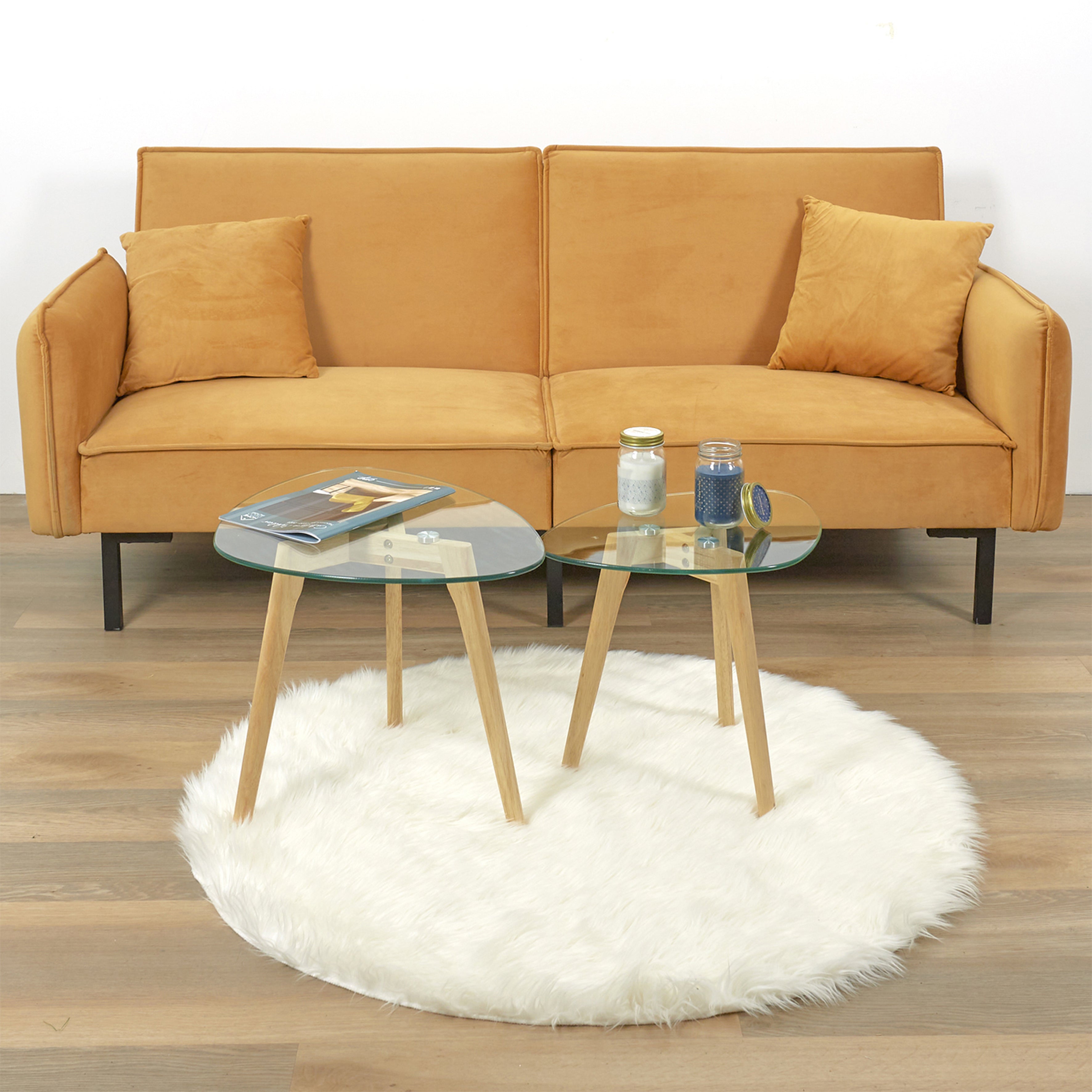 TABLE GIGOGNE EN VERRE TREMPE GALET X2