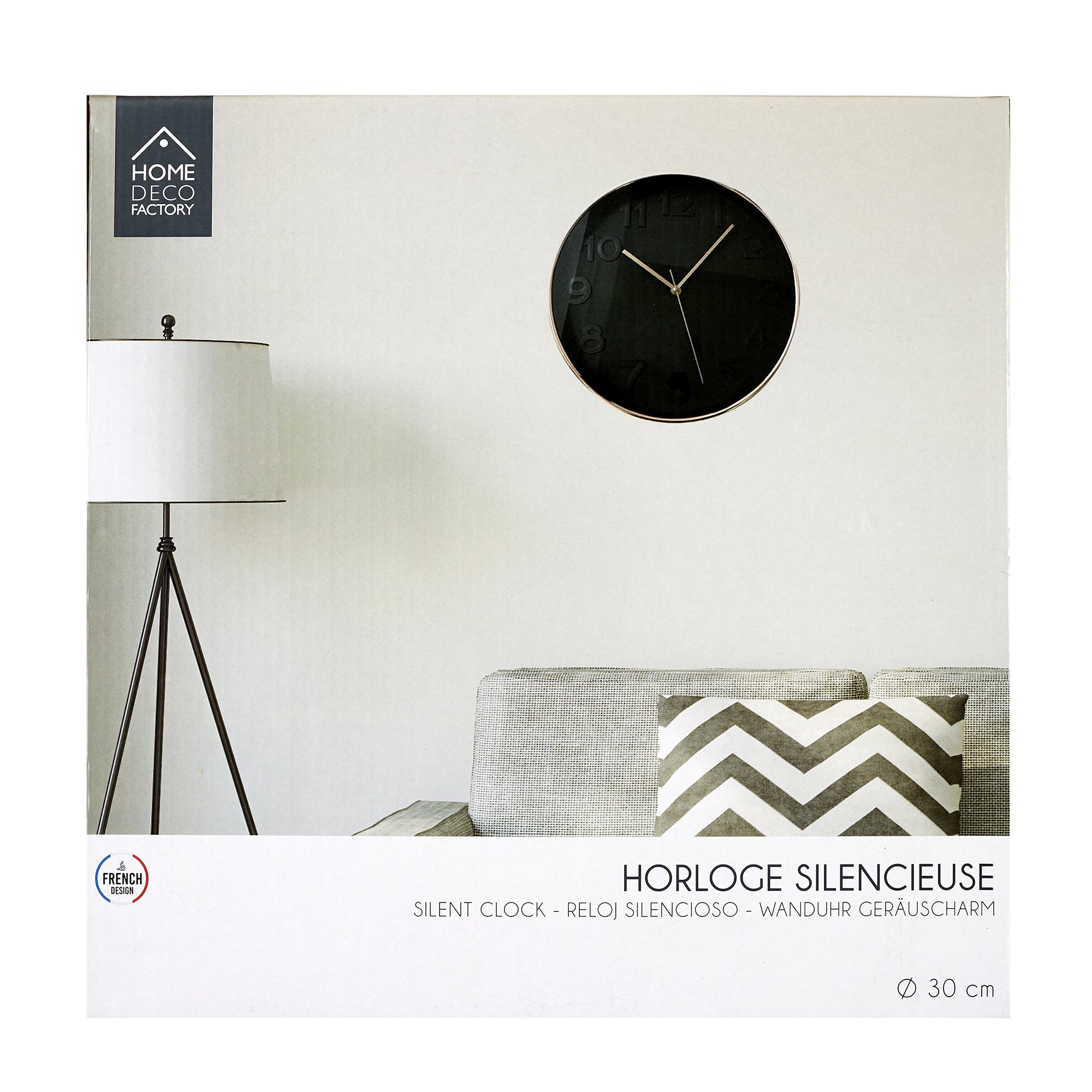 HORLOGE RONDE 30.5CM NOIRE CUIVREE