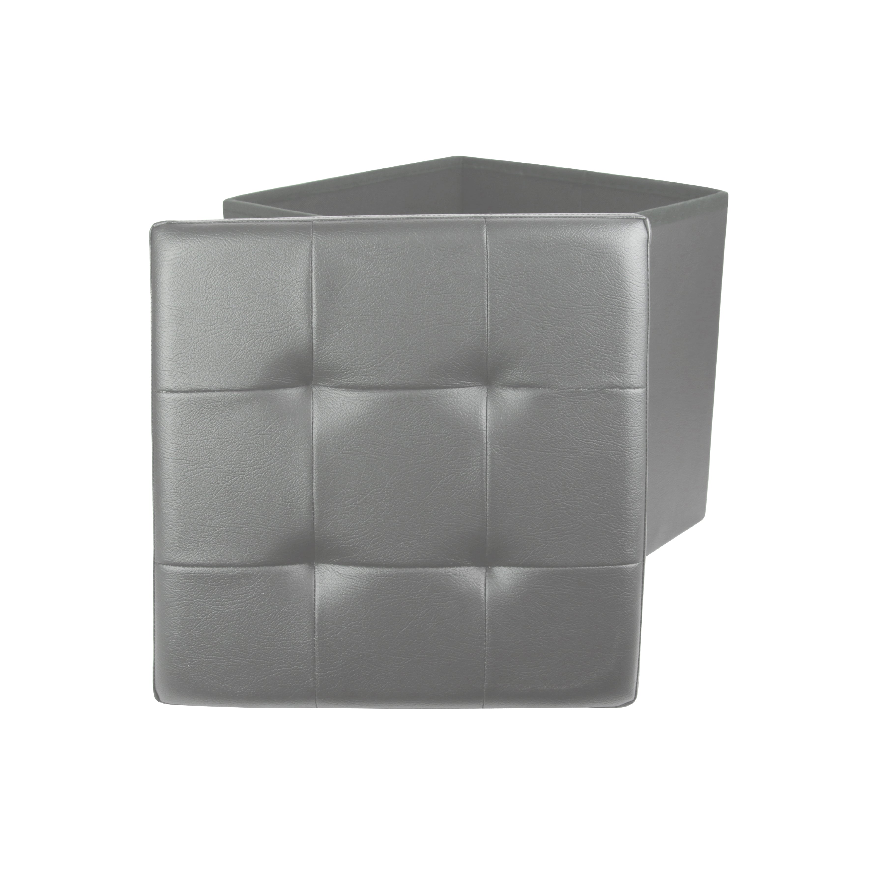 COFFRE POUF PLIABLE PU GRIS