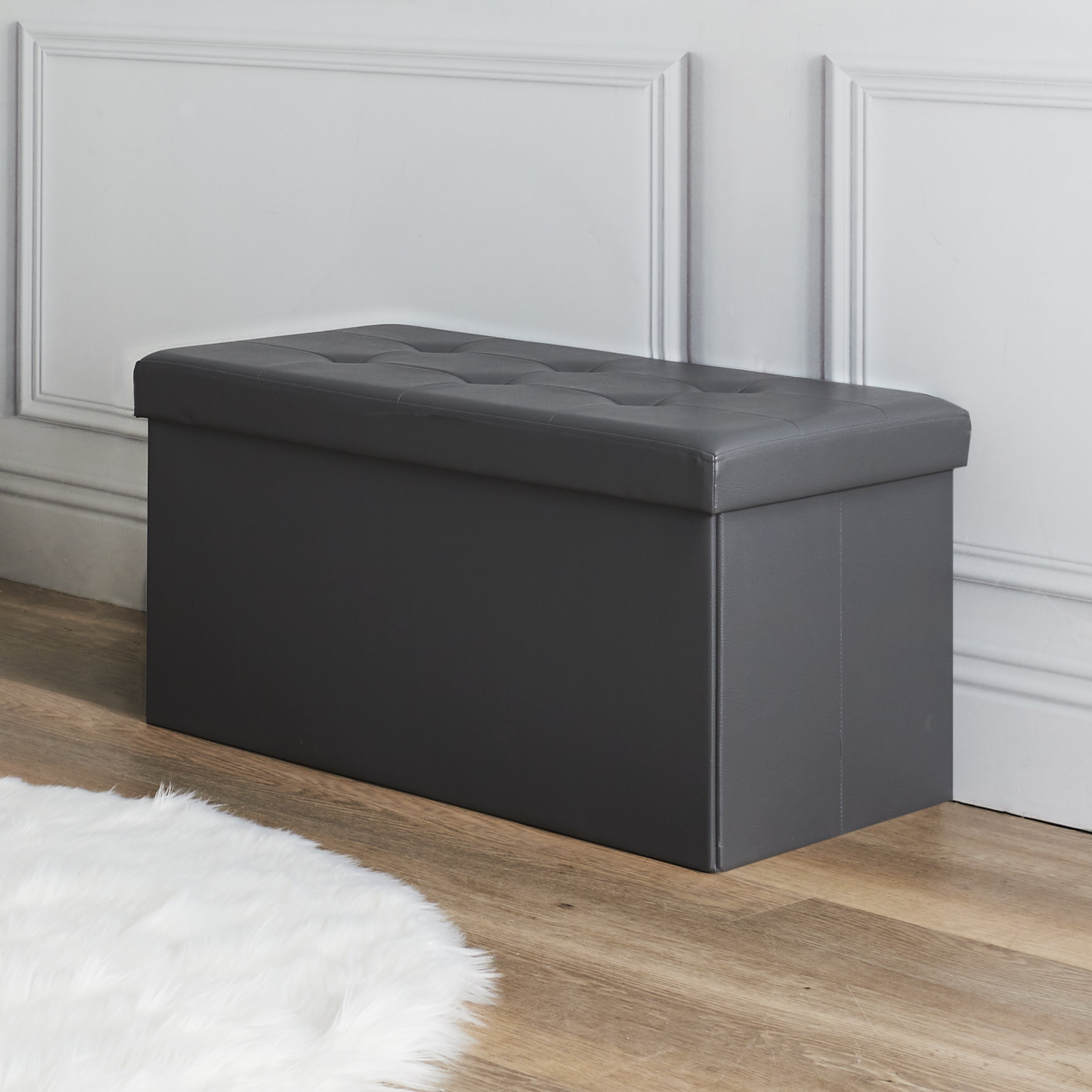 COFFRE BANC PLIABLE PU GRIS