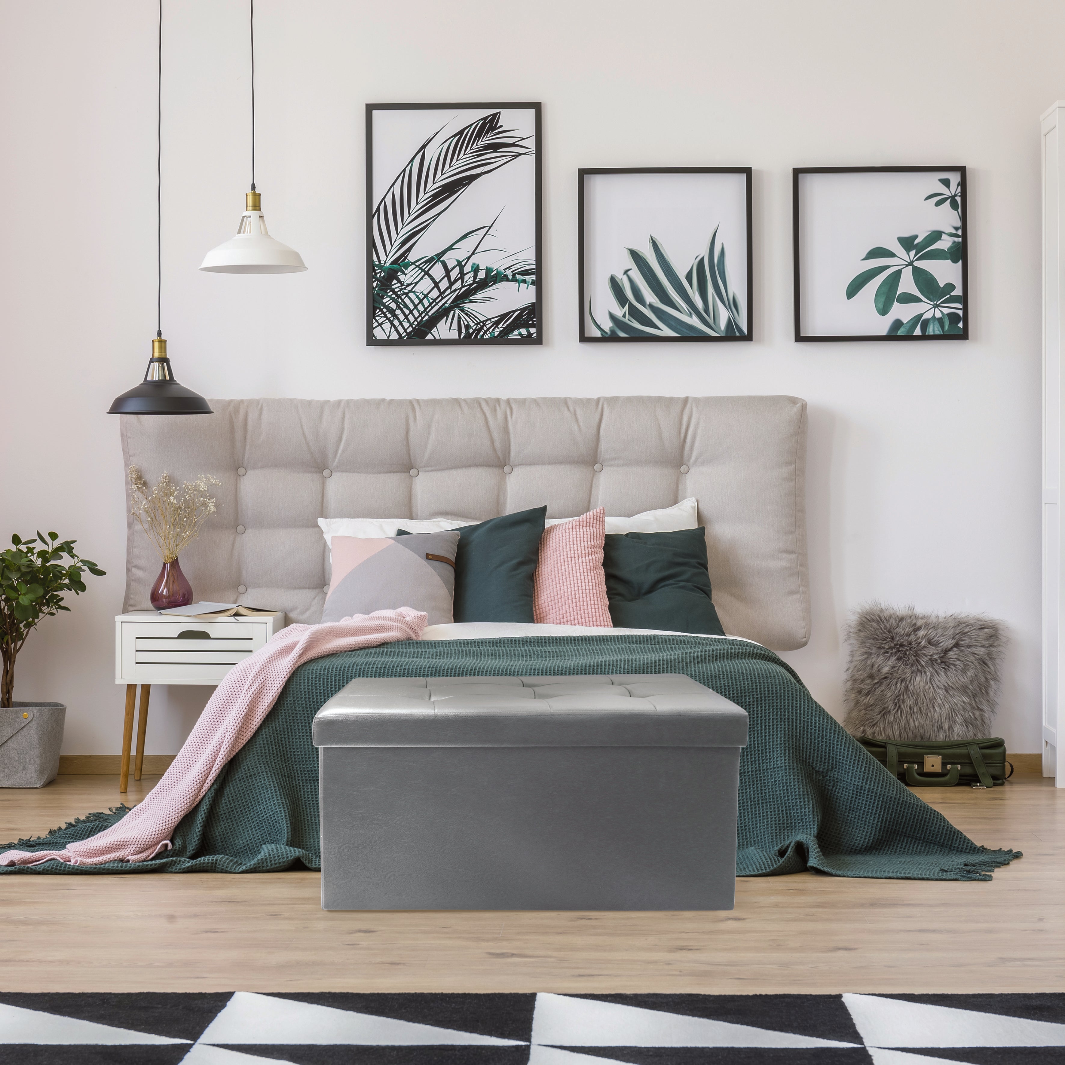 COFFRE BANC PLIABLE PU GRIS