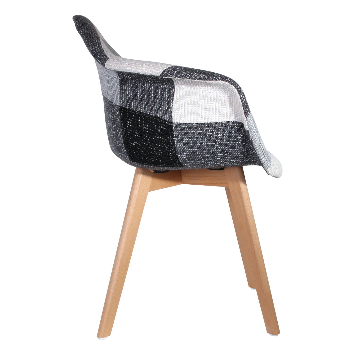 FAUTEUIL SCANDINAVE PATCHWORK GRIS - LOT DE 2