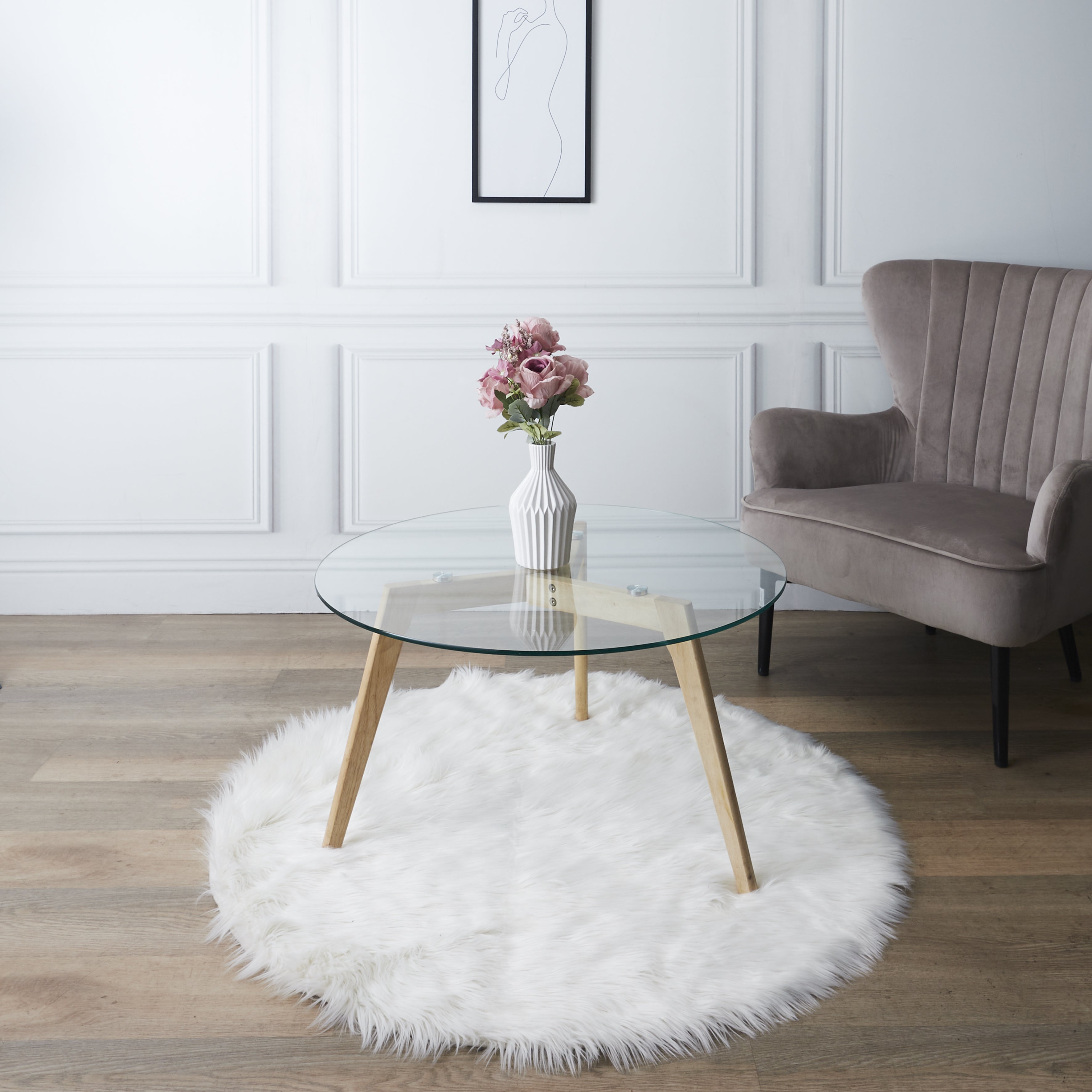 TABLE RONDE EN VERRE DIAM 80CM