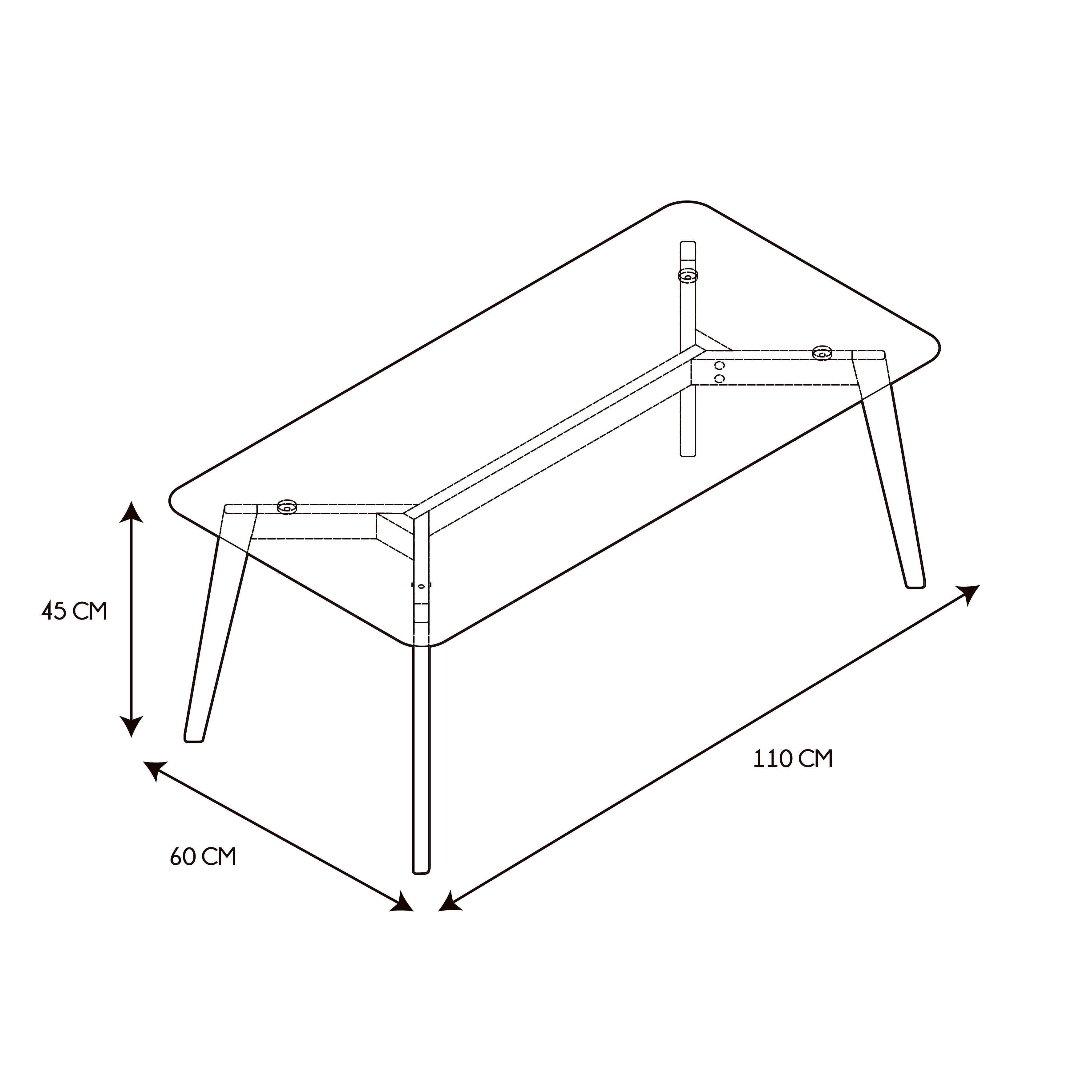 TABLE RECTANGULAIRE EN VERRE 110X60X45CM