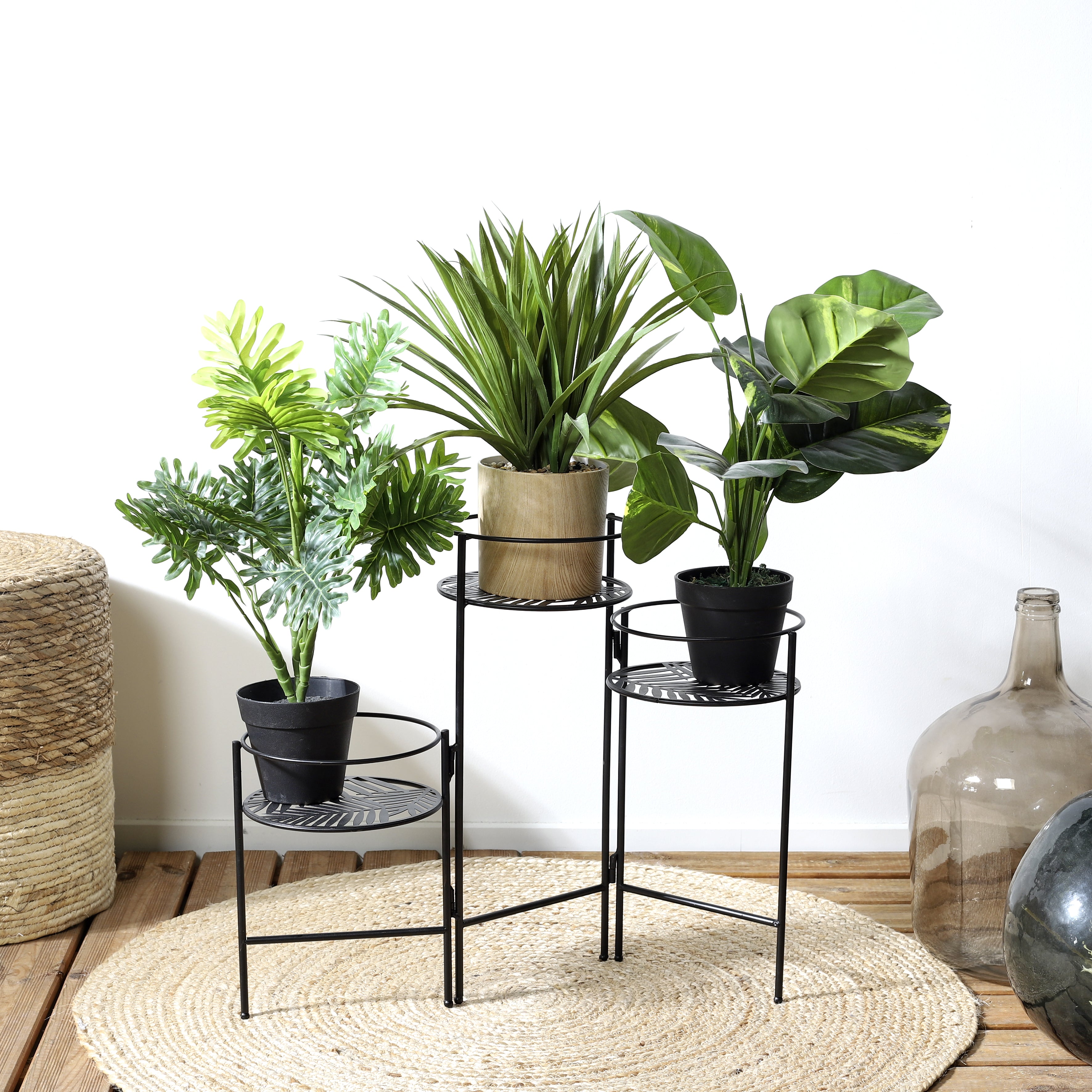 PORTE PLANTES X3 EN EVENTAIL METAL