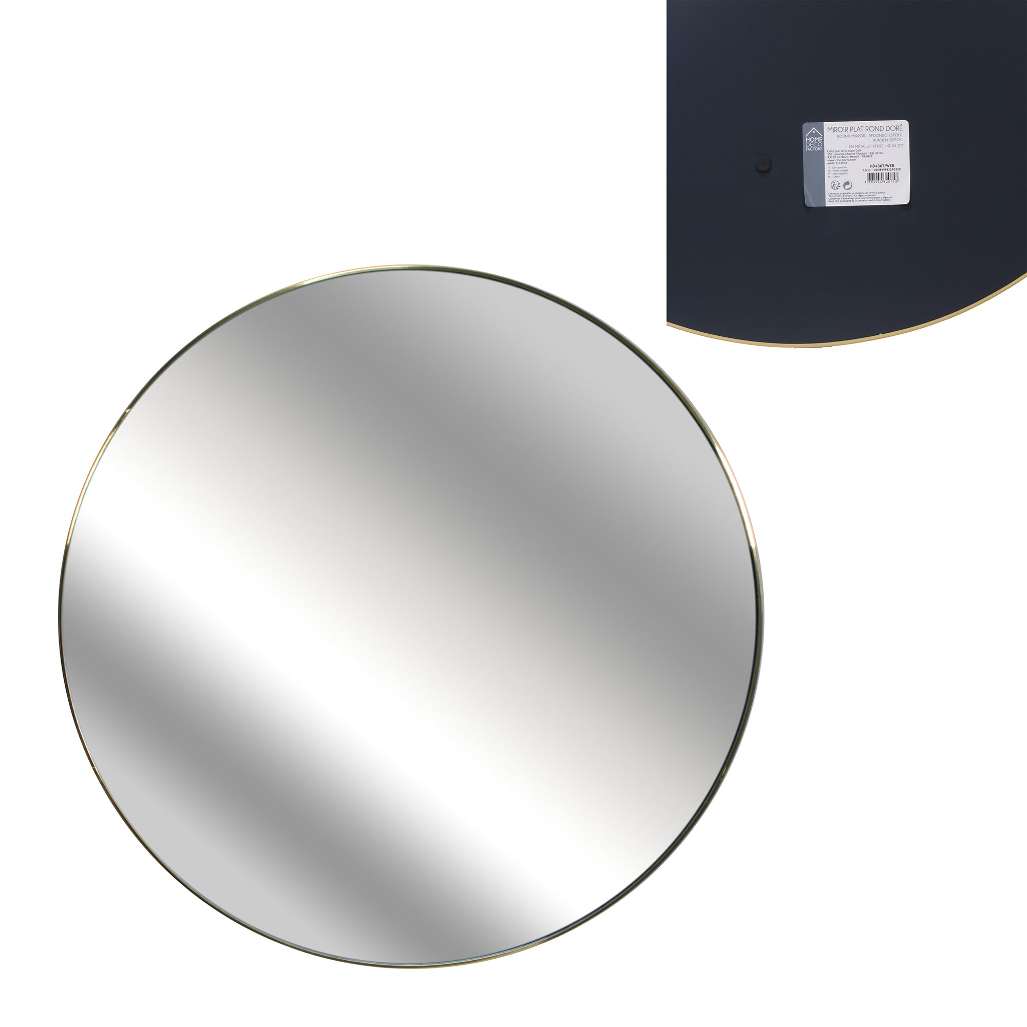 MIROIR EXTRA PLAT ROND 55CM M6 DORE