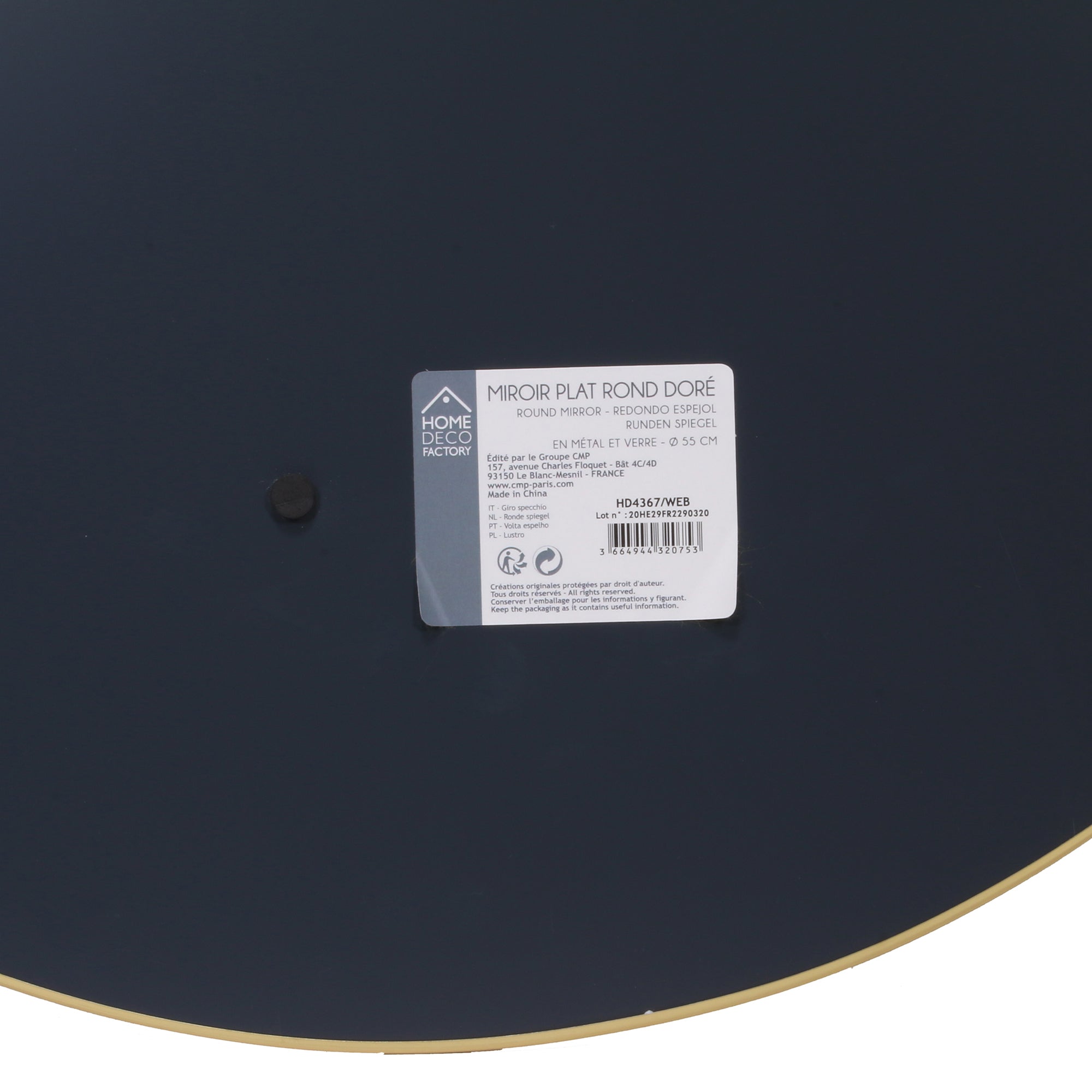 MIROIR EXTRA PLAT ROND 55CM M6 DORE