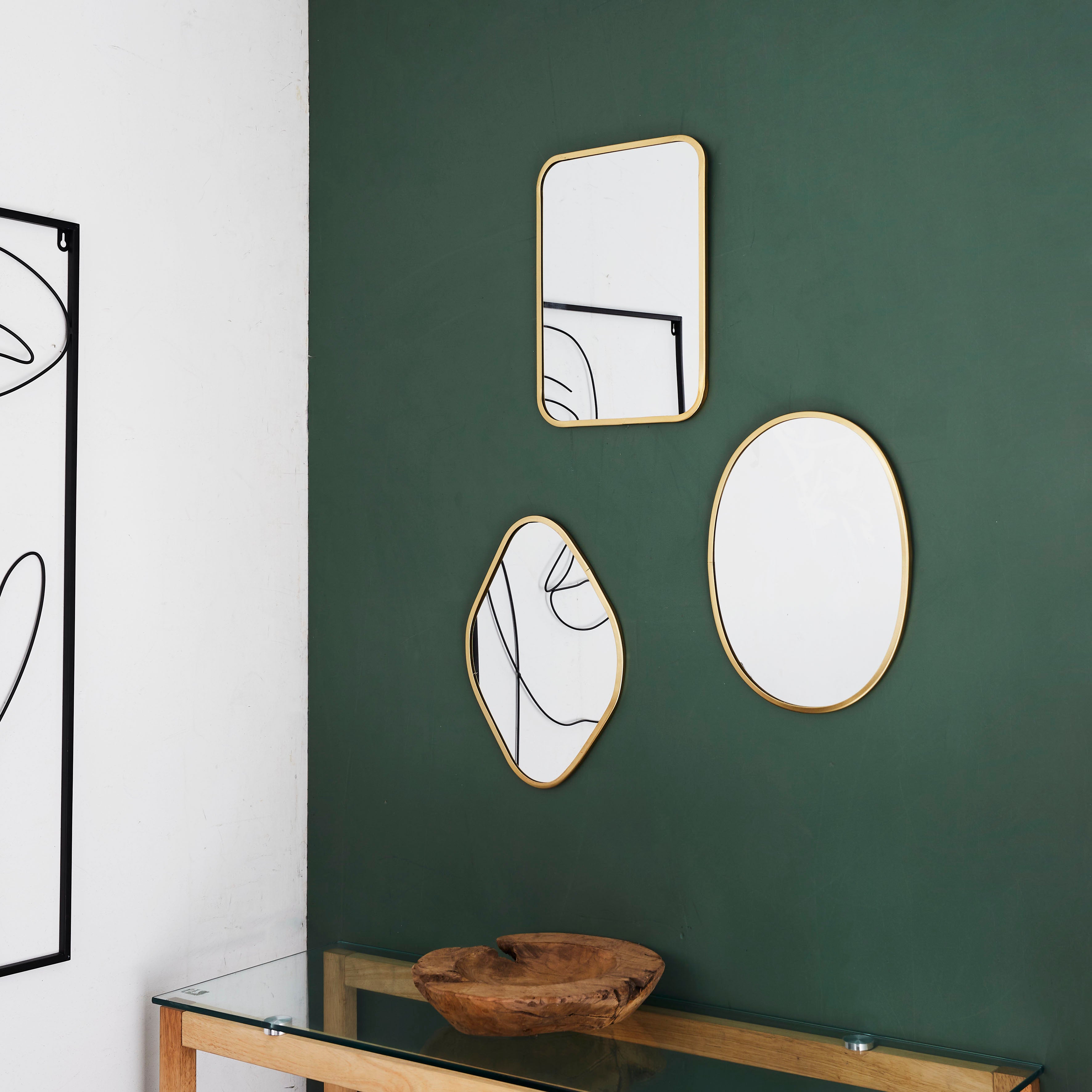MIROIR DECO CONTOUR DECO DORE LOSANGE