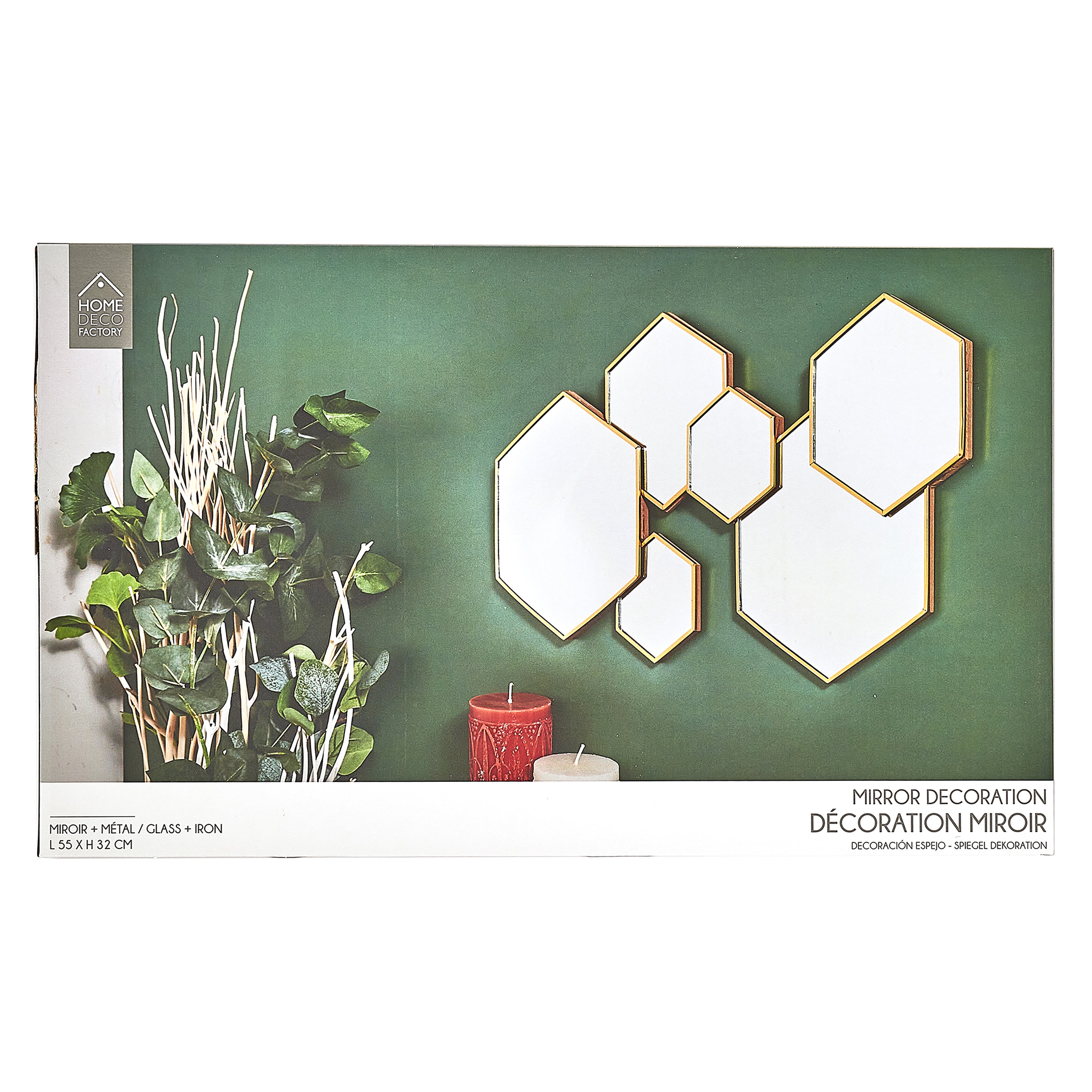 DECORATION MIROIR HEXAGONAL
