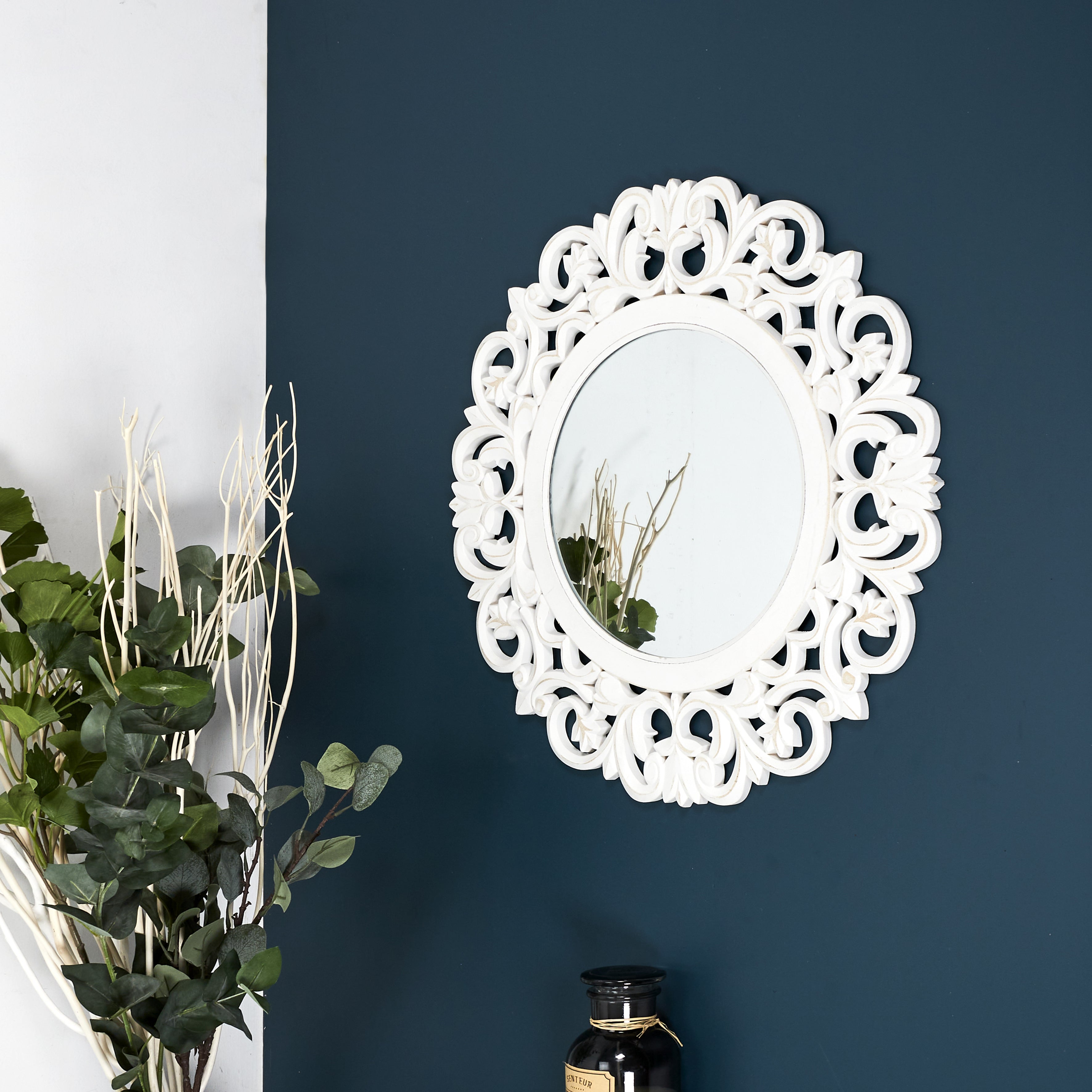 MIROIR BOIS SCULPTE CHARME 60CM
