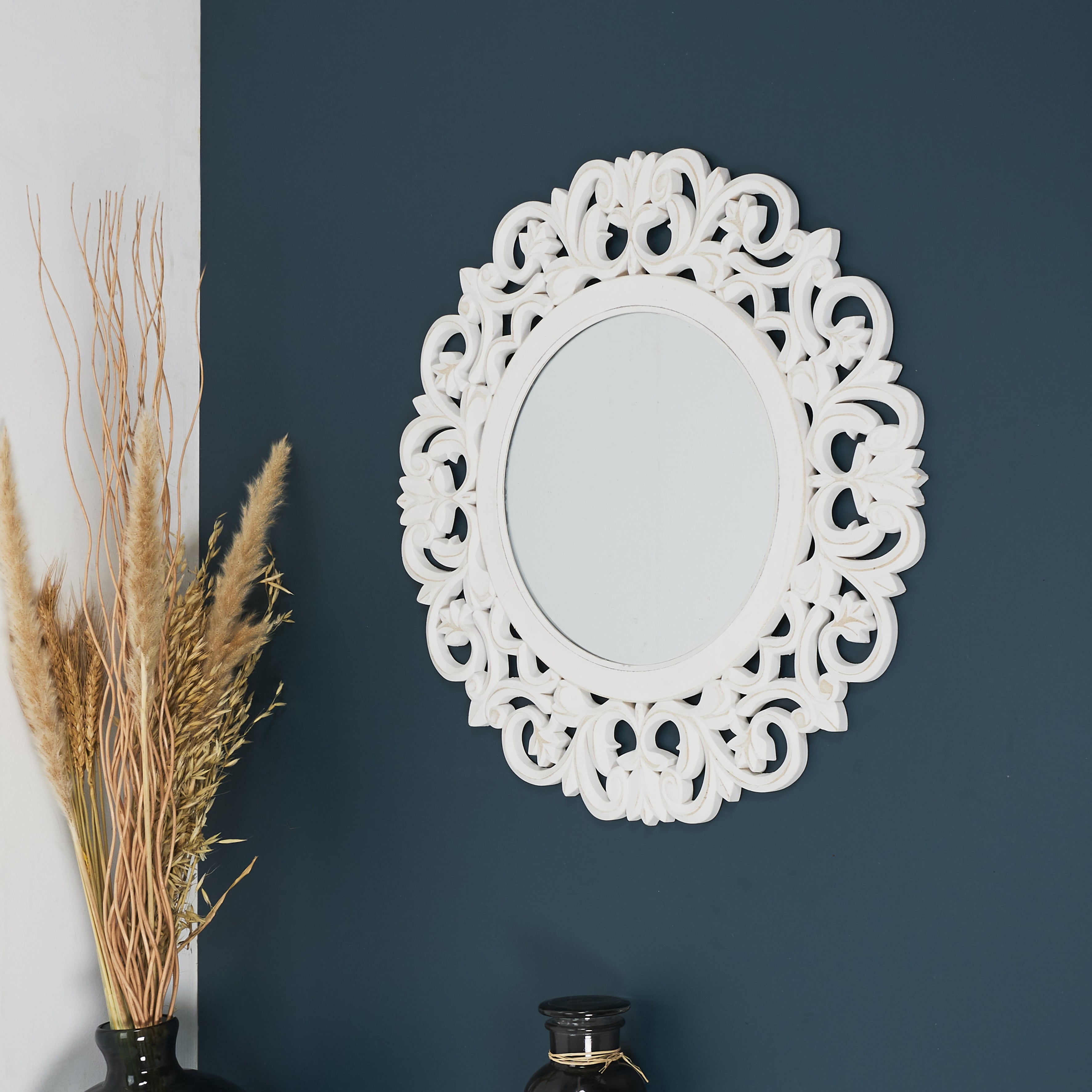 MIROIR BOIS SCULPTE CHARME 60CM