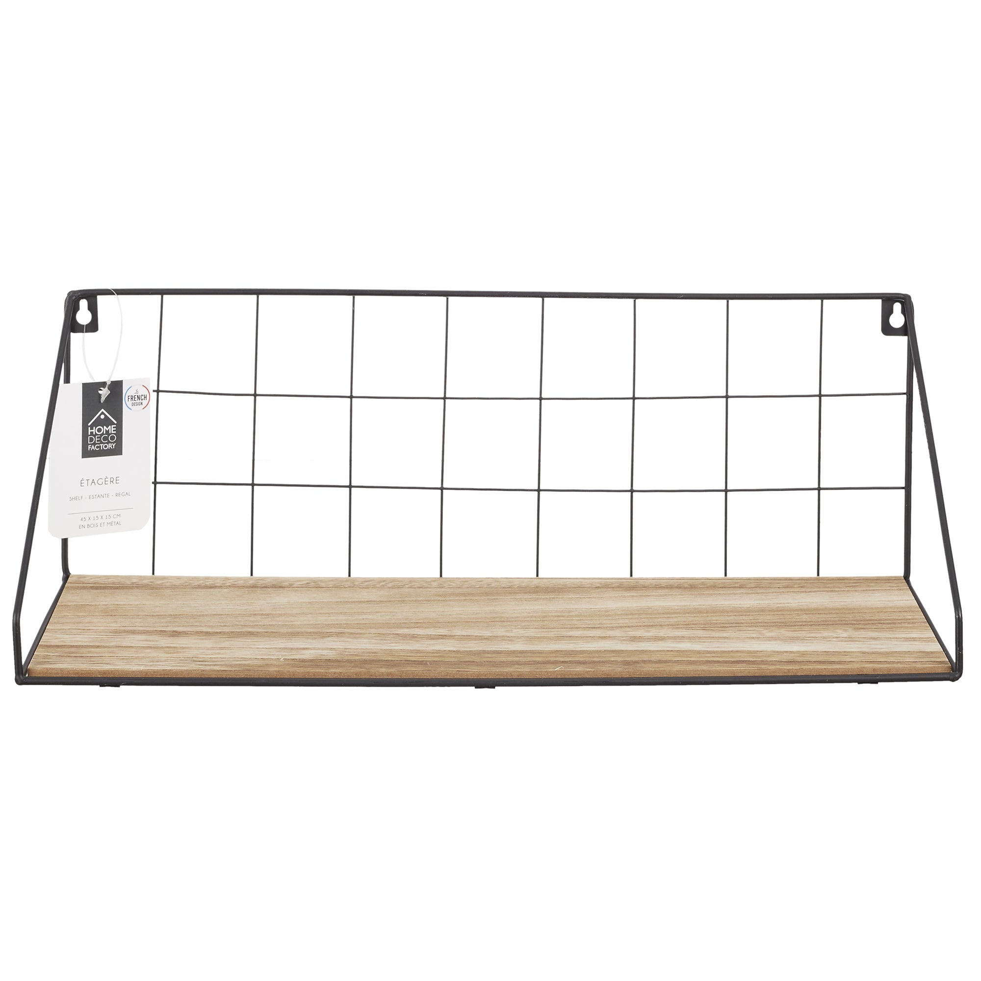 ETAGERE BOIS METAL RECTANGLE 15X45X15CM