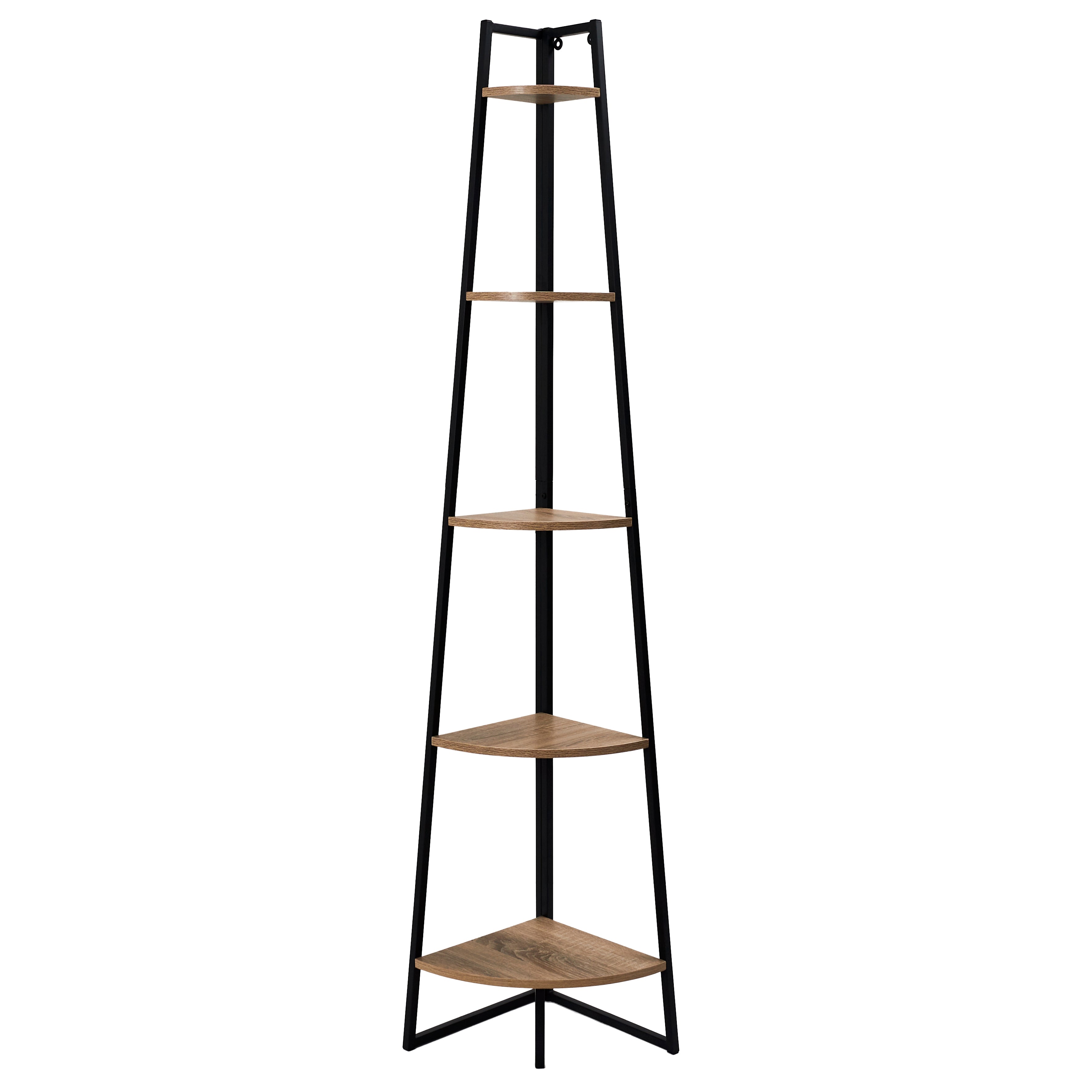 ETAGERE ANGLE 5 NIVEAUX BOIS ET METAL