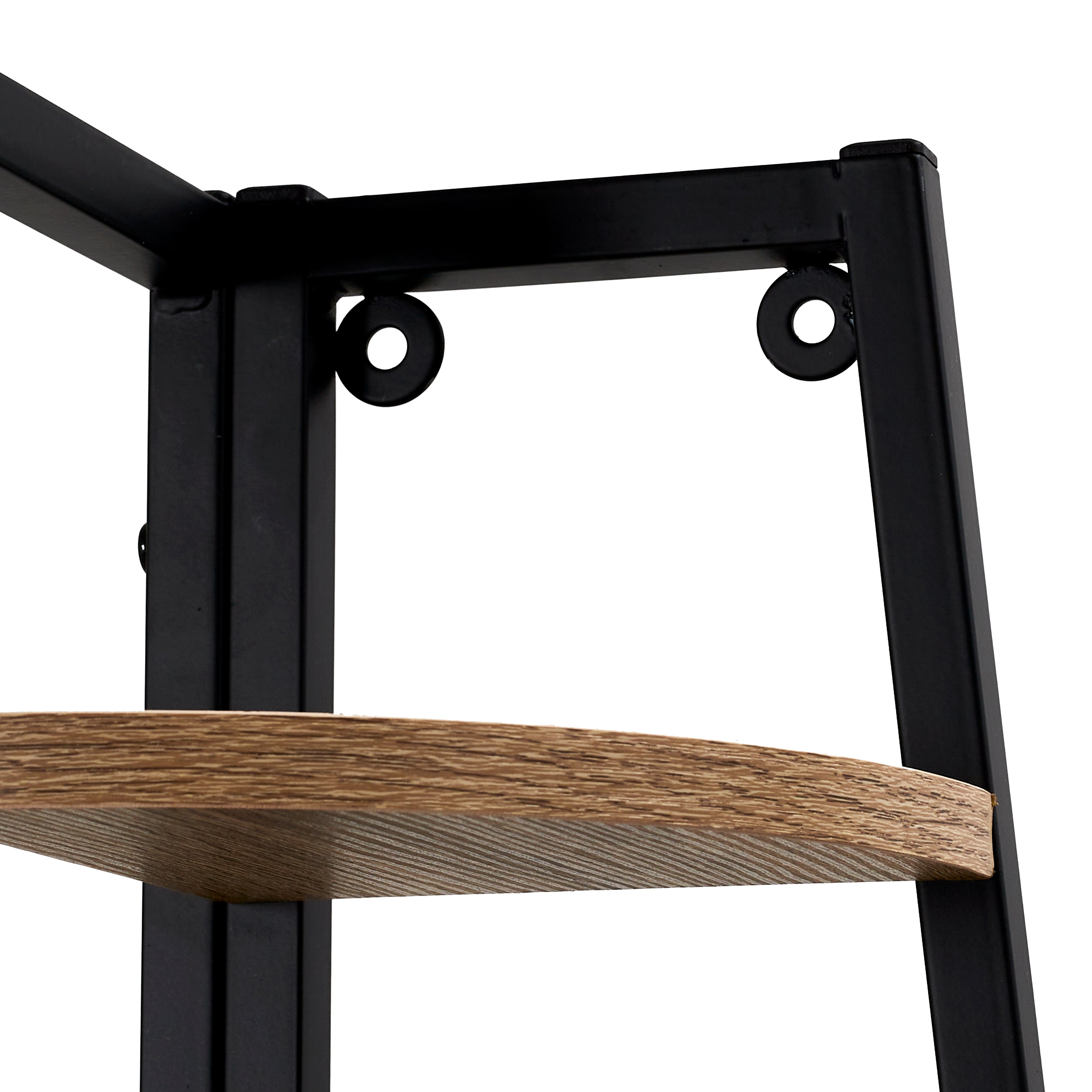 ETAGERE ANGLE 5 NIVEAUX BOIS ET METAL