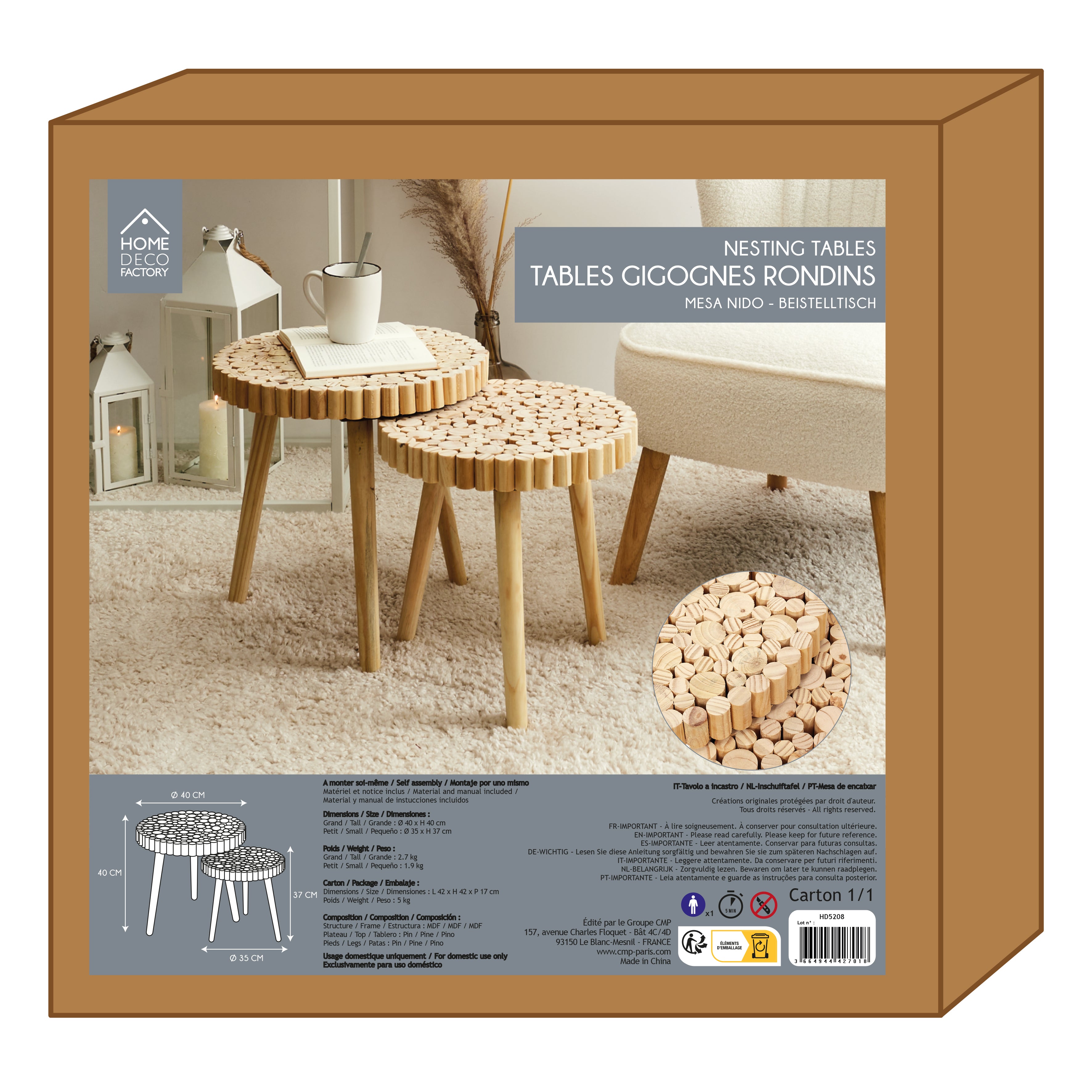 TABLE GIGOGNE RONDIN X2