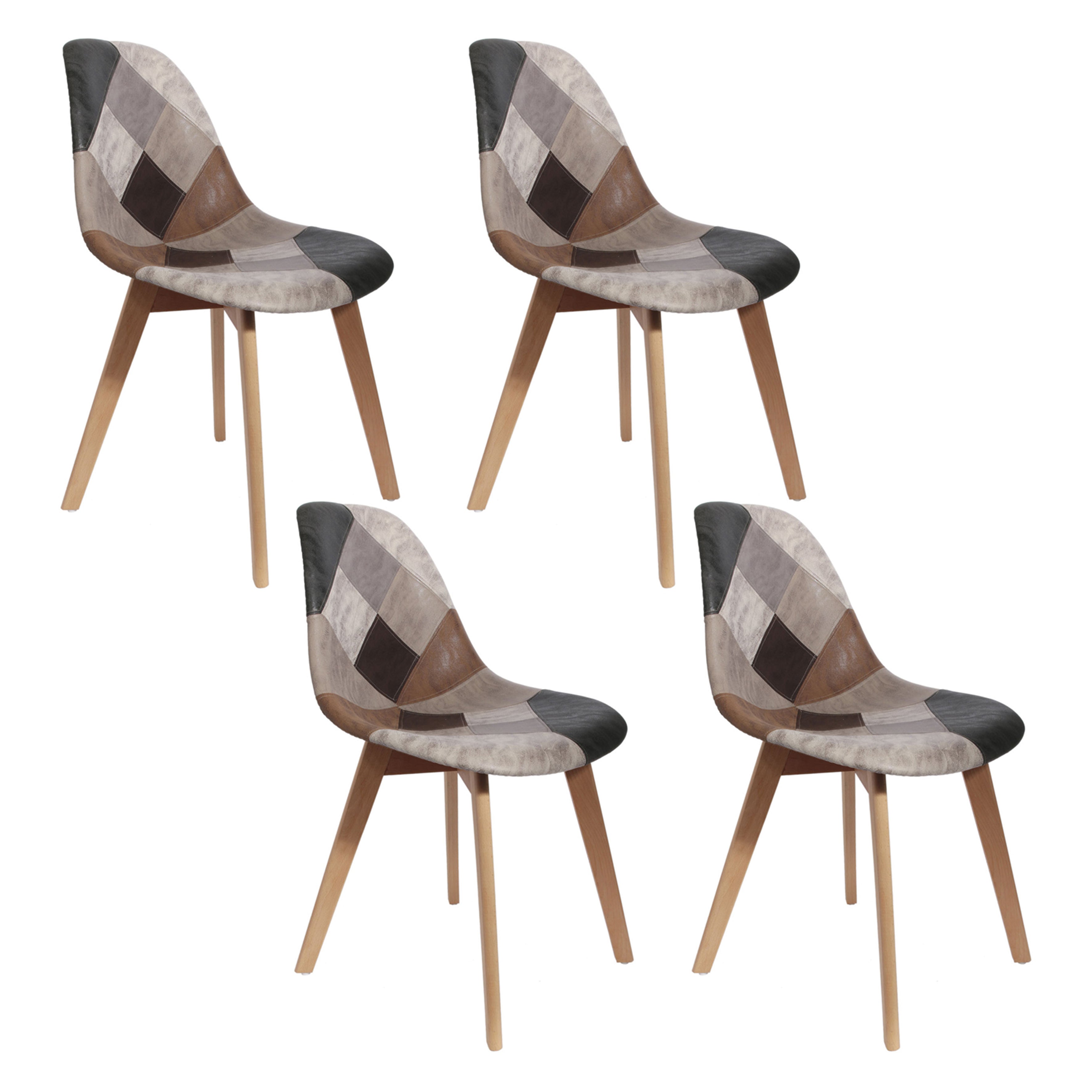 CHAISE PATCHWORK PU - LOT DE 4