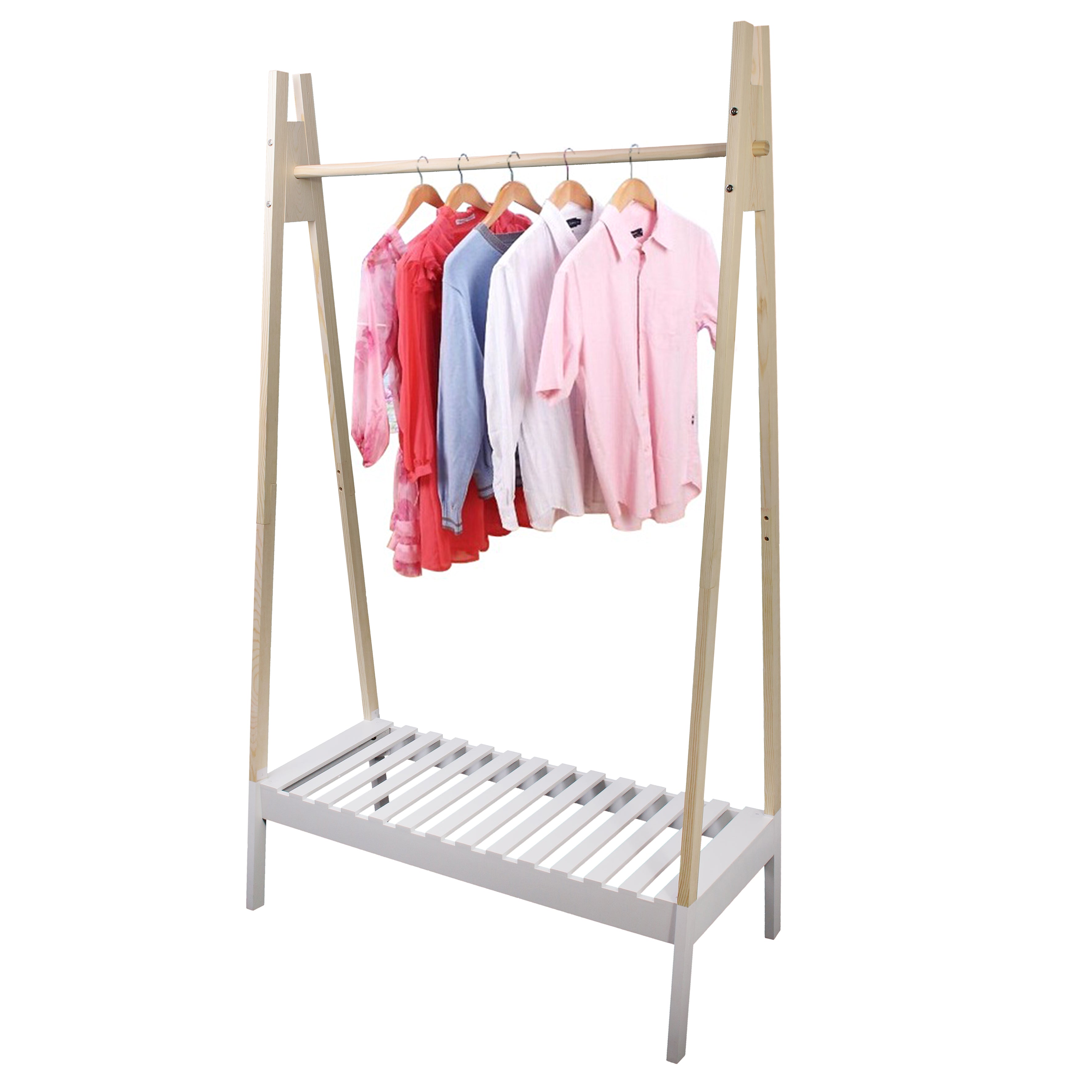 PORTANT A VETEMENTS BOIS BLANC 100X46X170CM