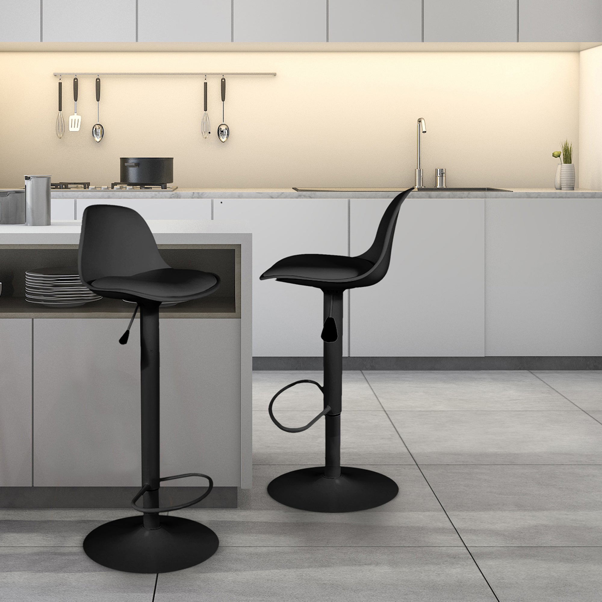 TABOURET DE BAR ISAK NOIR - LOT DE 2