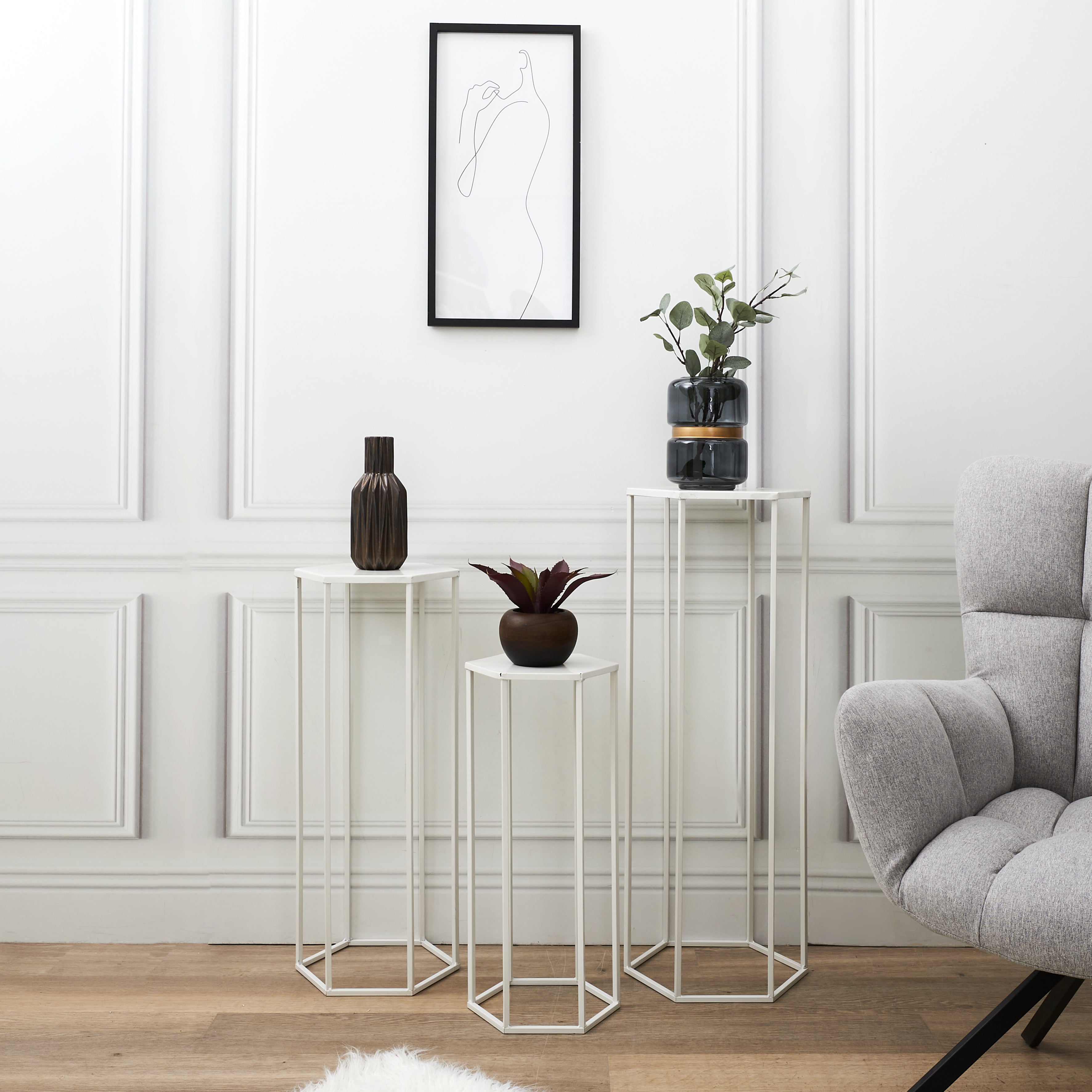 SELLETTE GIGOGNE METAL BLANC X3