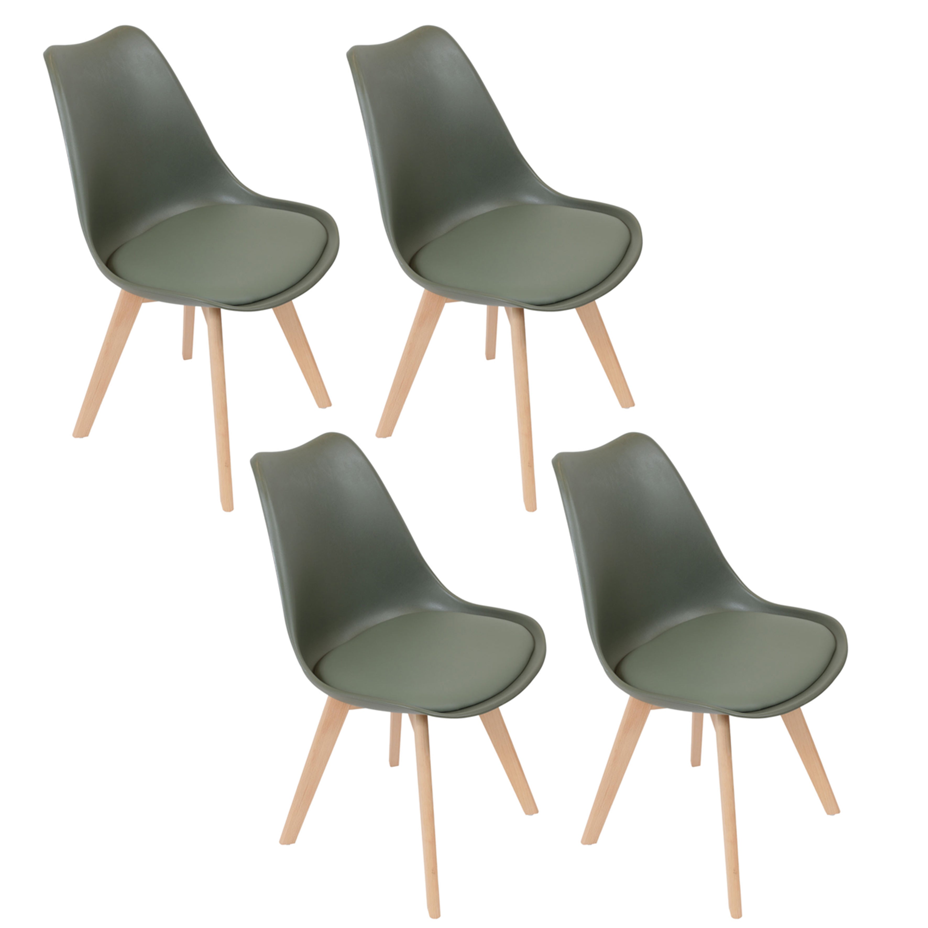 CHAISE SCANDINAVE COQUE PP REMBOURREE KAKI - LOT DE 4