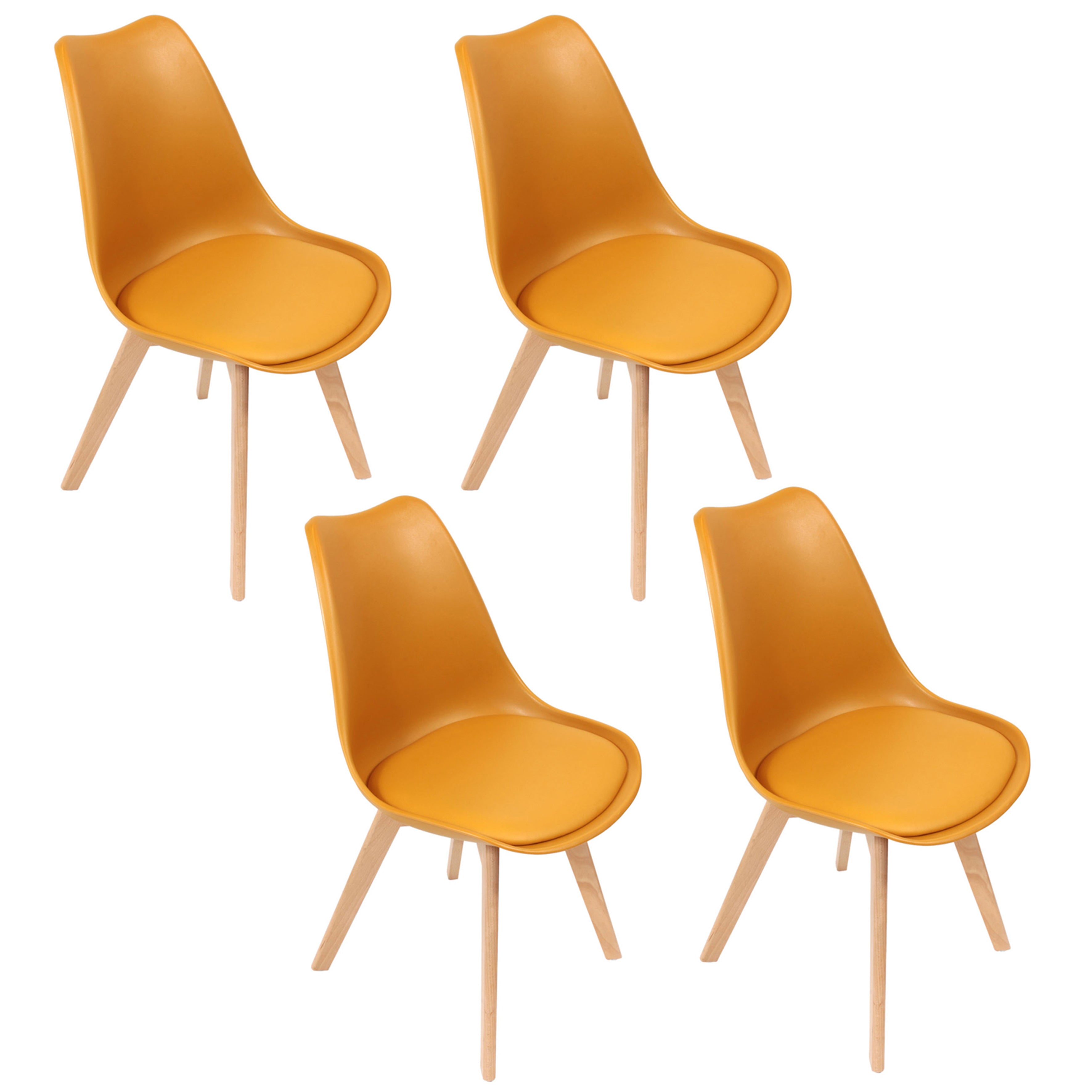 CHAISE SCANDINAVE COQUE PP REMBOURREE JAUNE - LOT DE 4