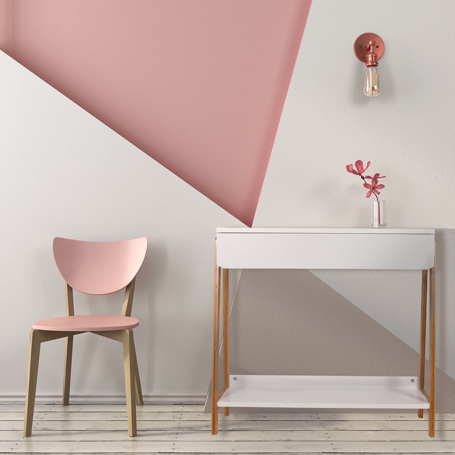 CONSOLE AVEC TIROIR BLANC ET BOIS 83.8X34X77CM