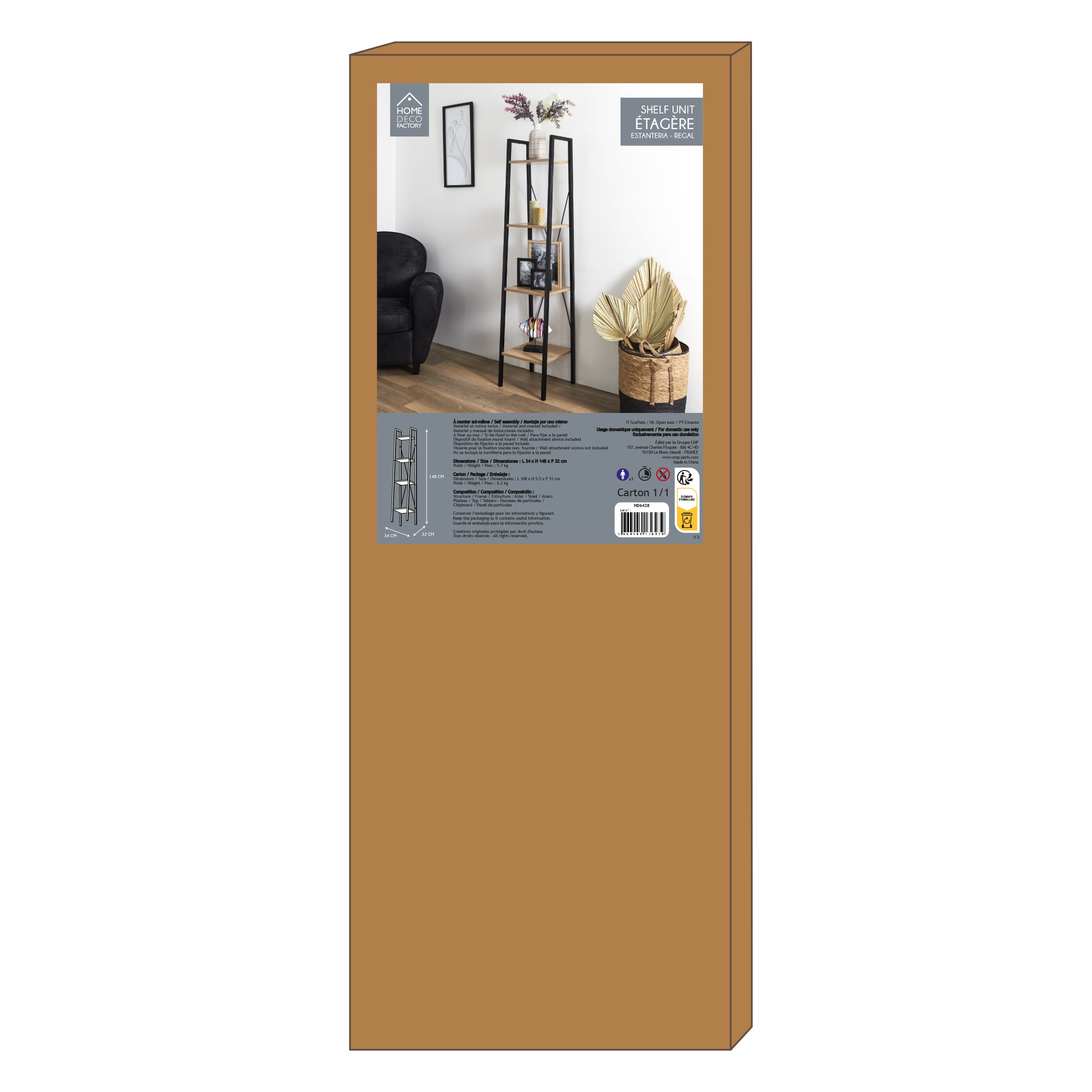 ETAGERE BOIS ET METAL LOKA 148X34X32