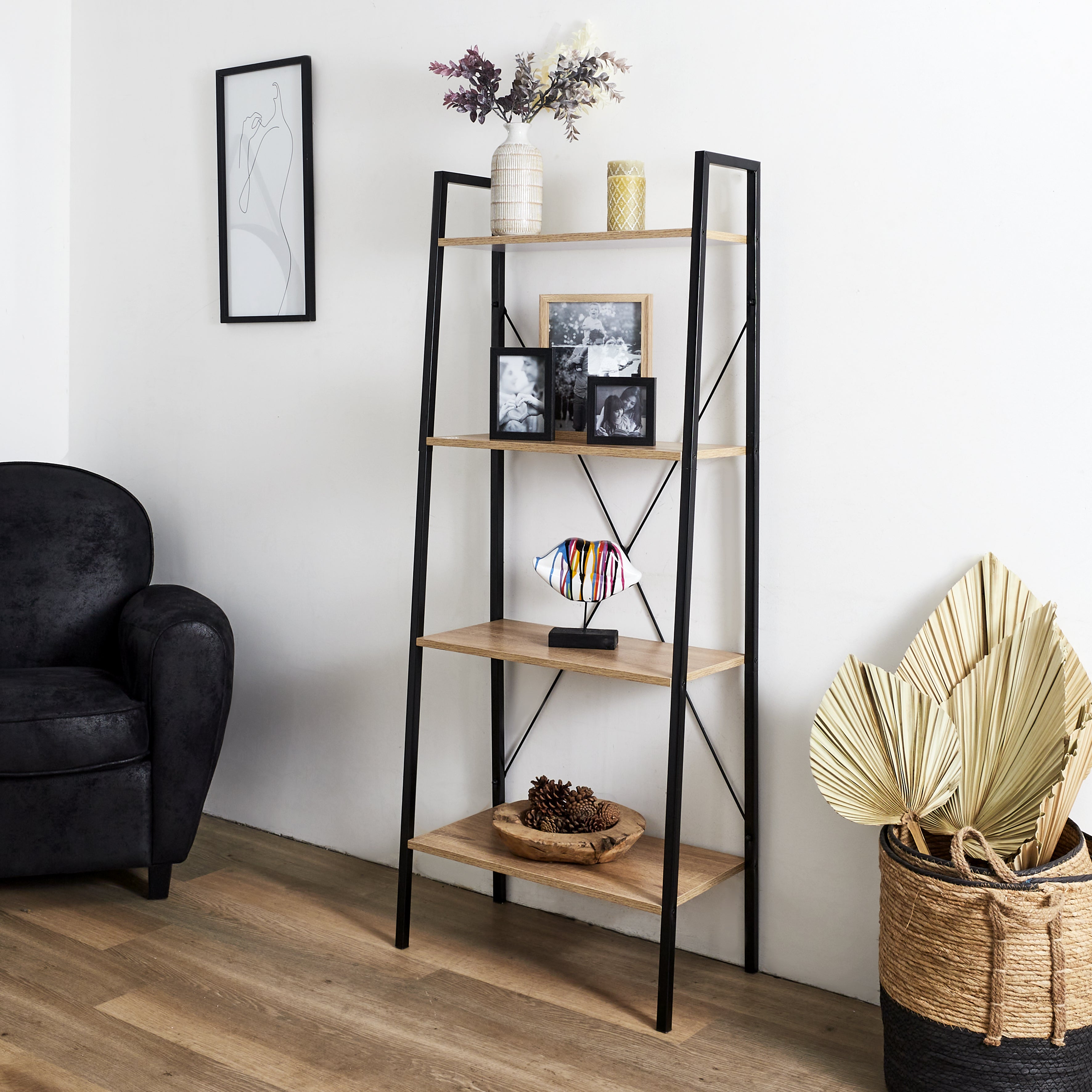 ETAGERE BOIS ET METAL LOKA 148X60X32.5