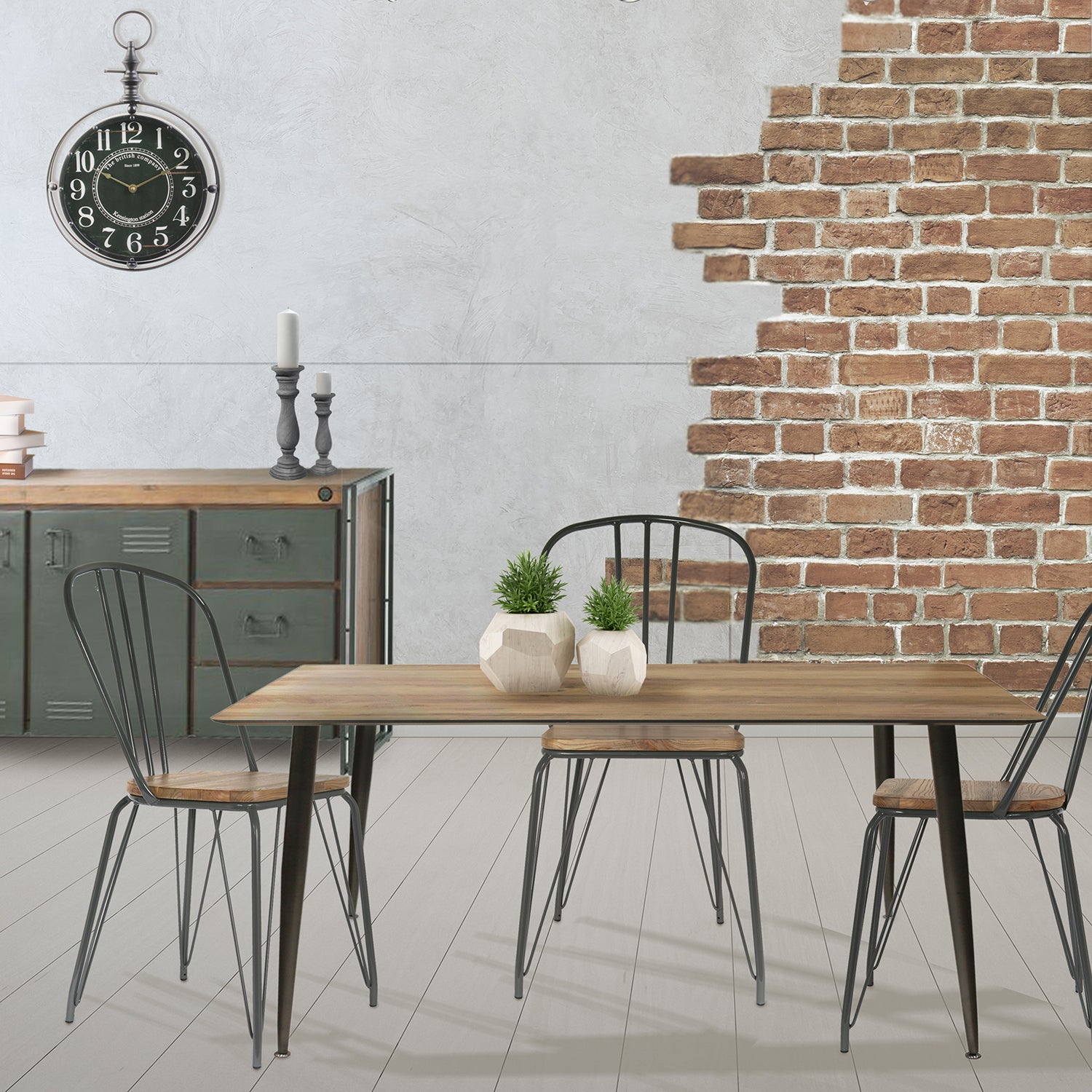 TABLE DE REPAS IMITATION BOIS 115X75X75CM