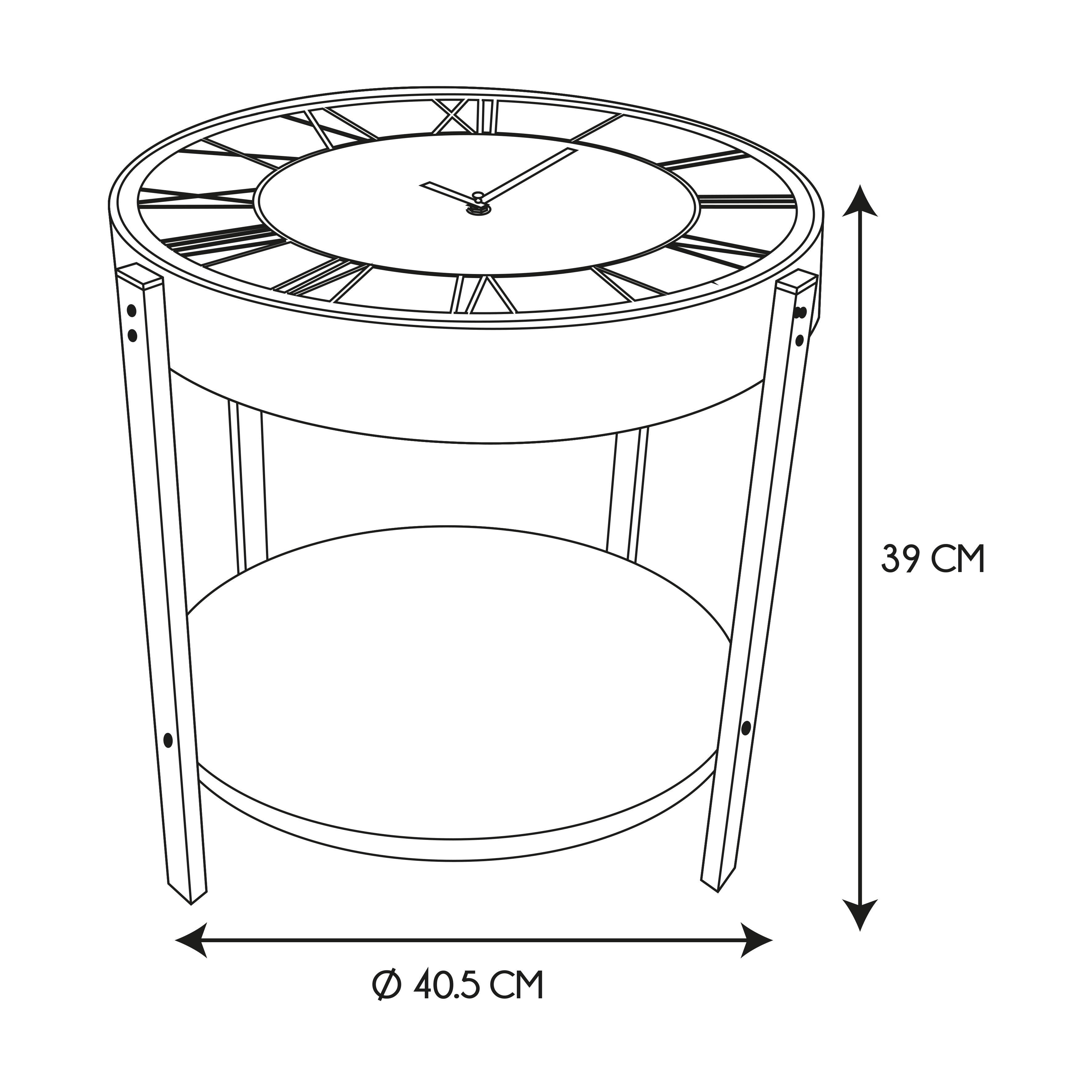 TABLE D APPOINT HORLOGE 40.5X40.5X39CM