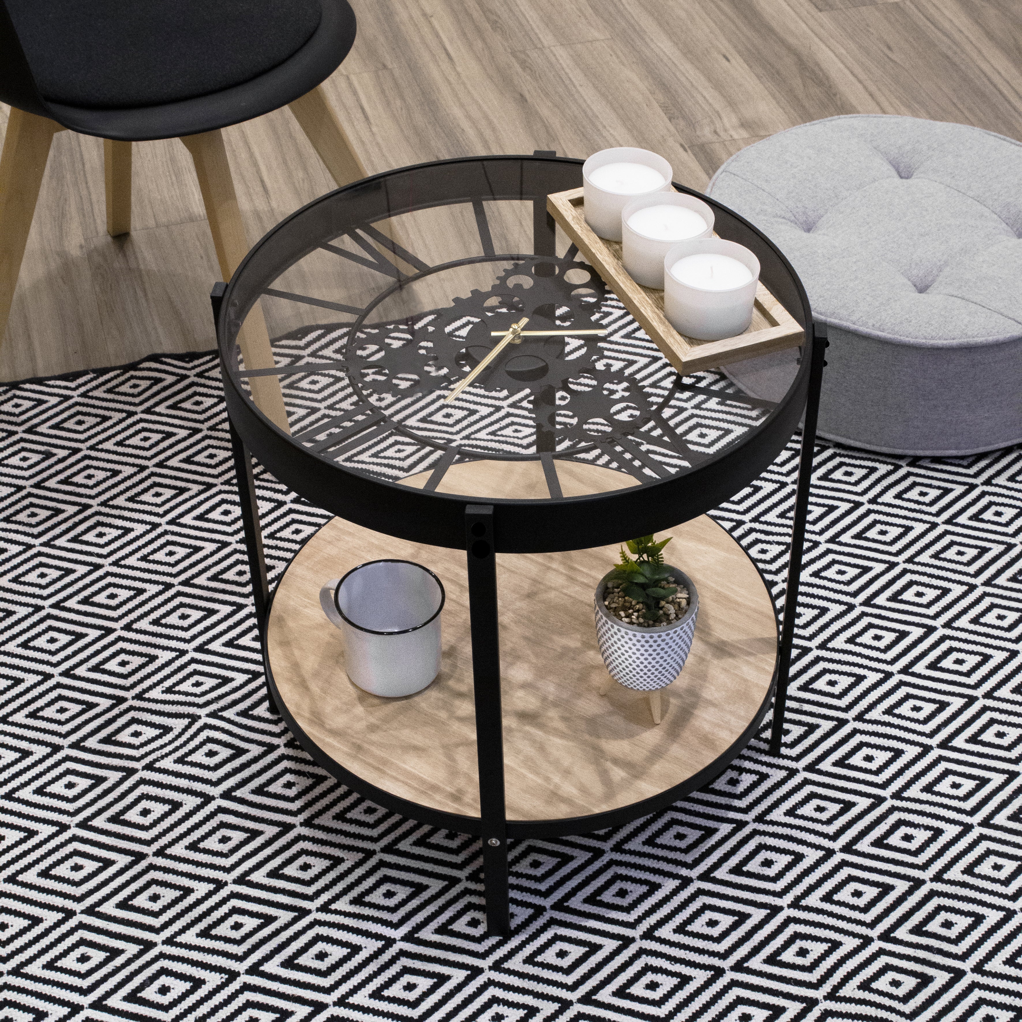 TABLE D APPOINT HORLOGE 50.5X50.5X49CM