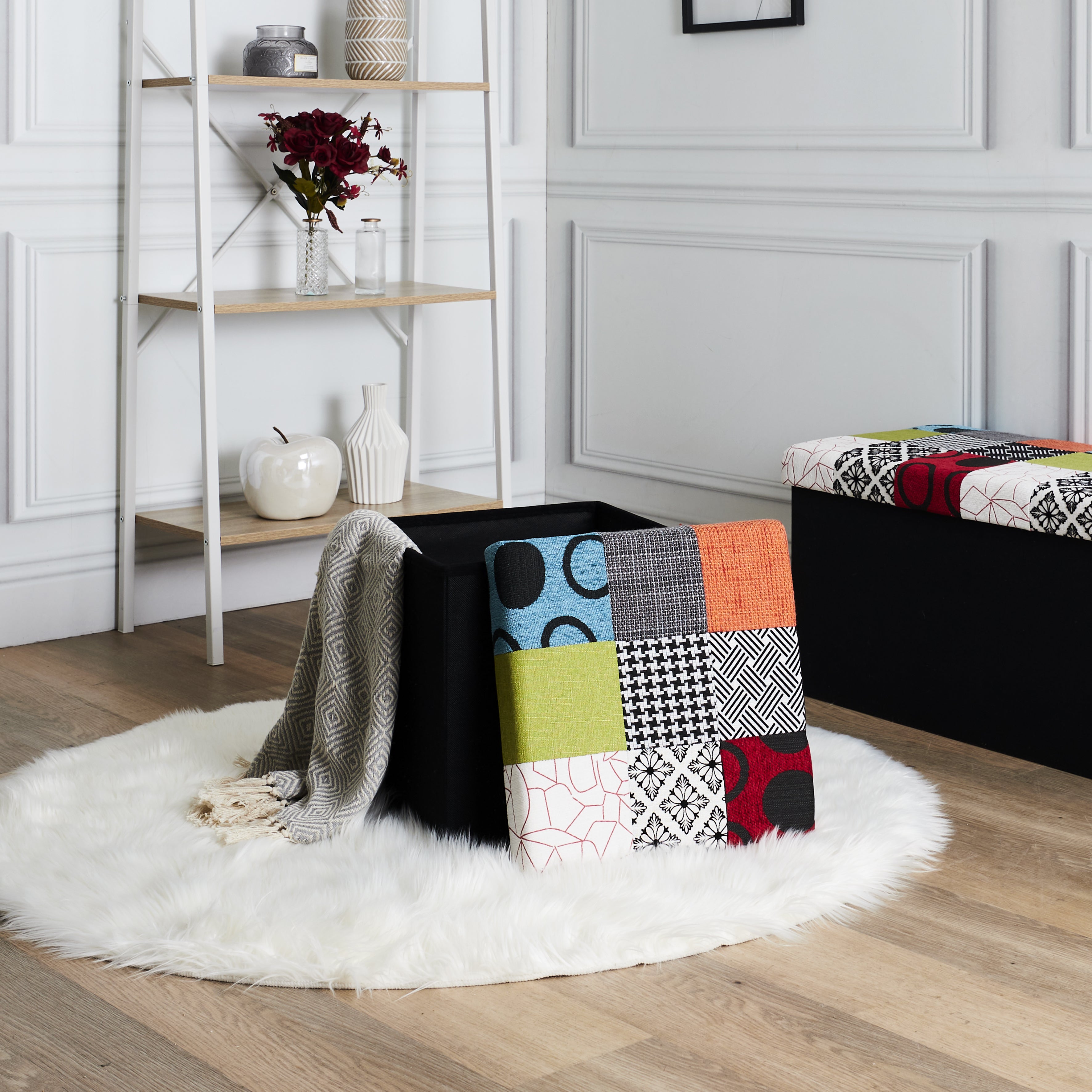 COFFRE POUF PLIABLE PATCHWORK