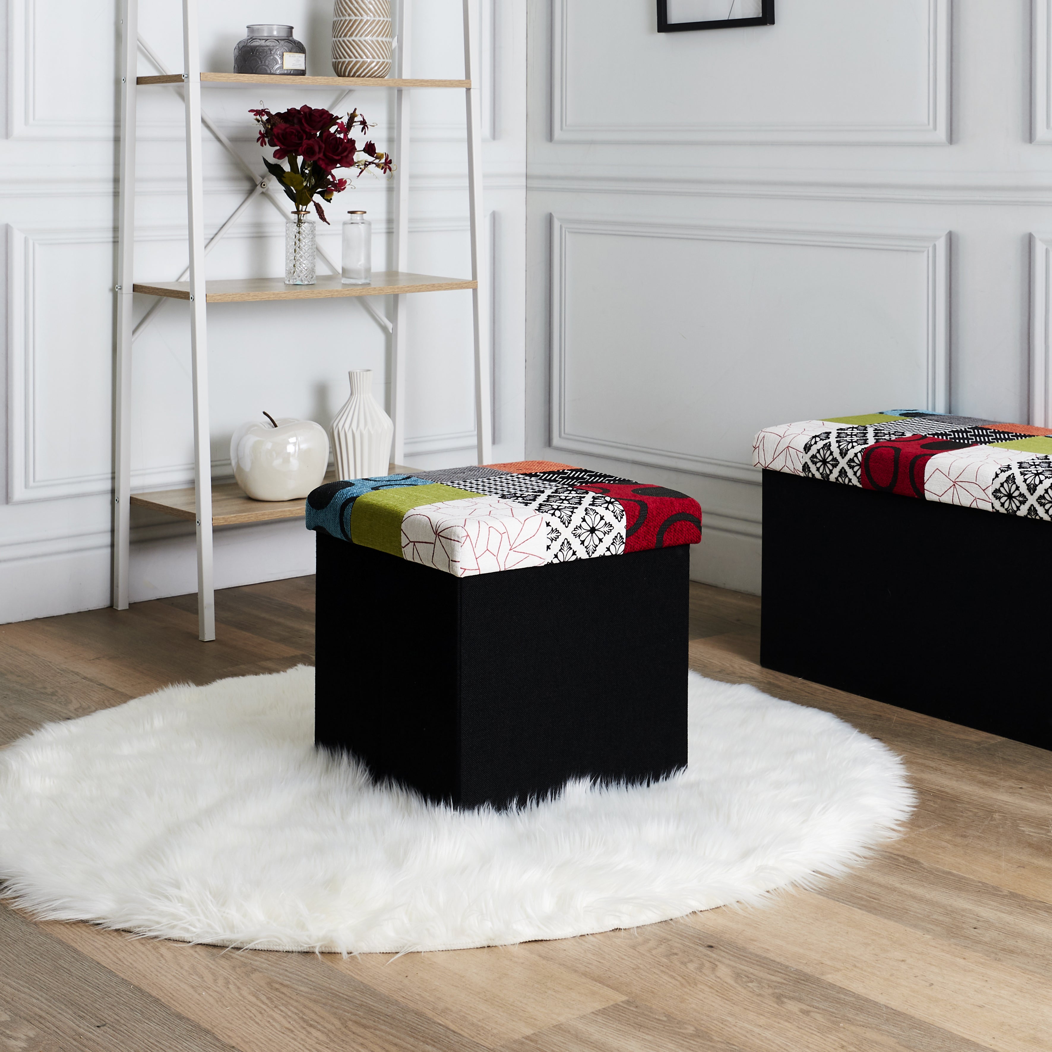 COFFRE POUF PLIABLE PATCHWORK