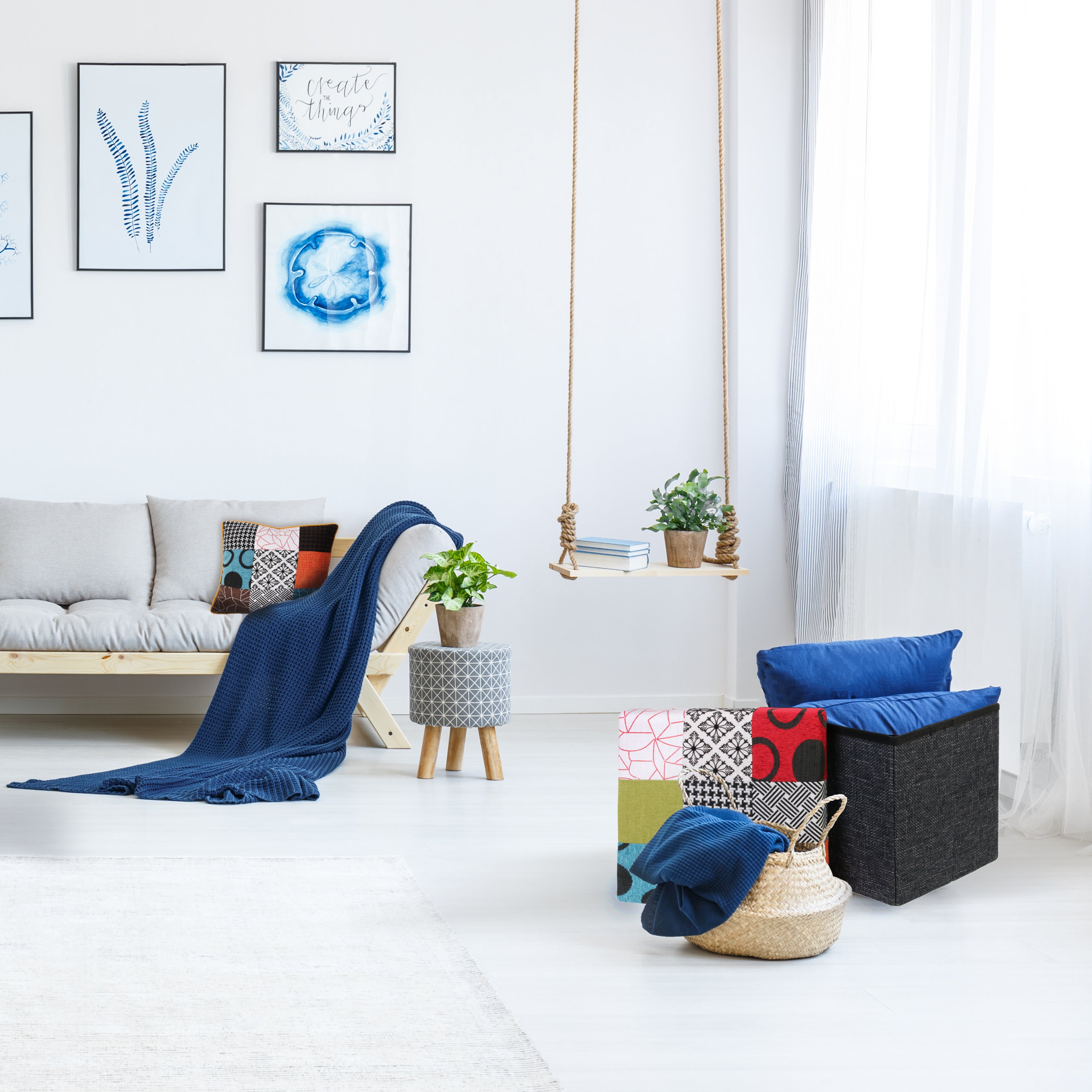 COFFRE POUF PLIABLE PATCHWORK