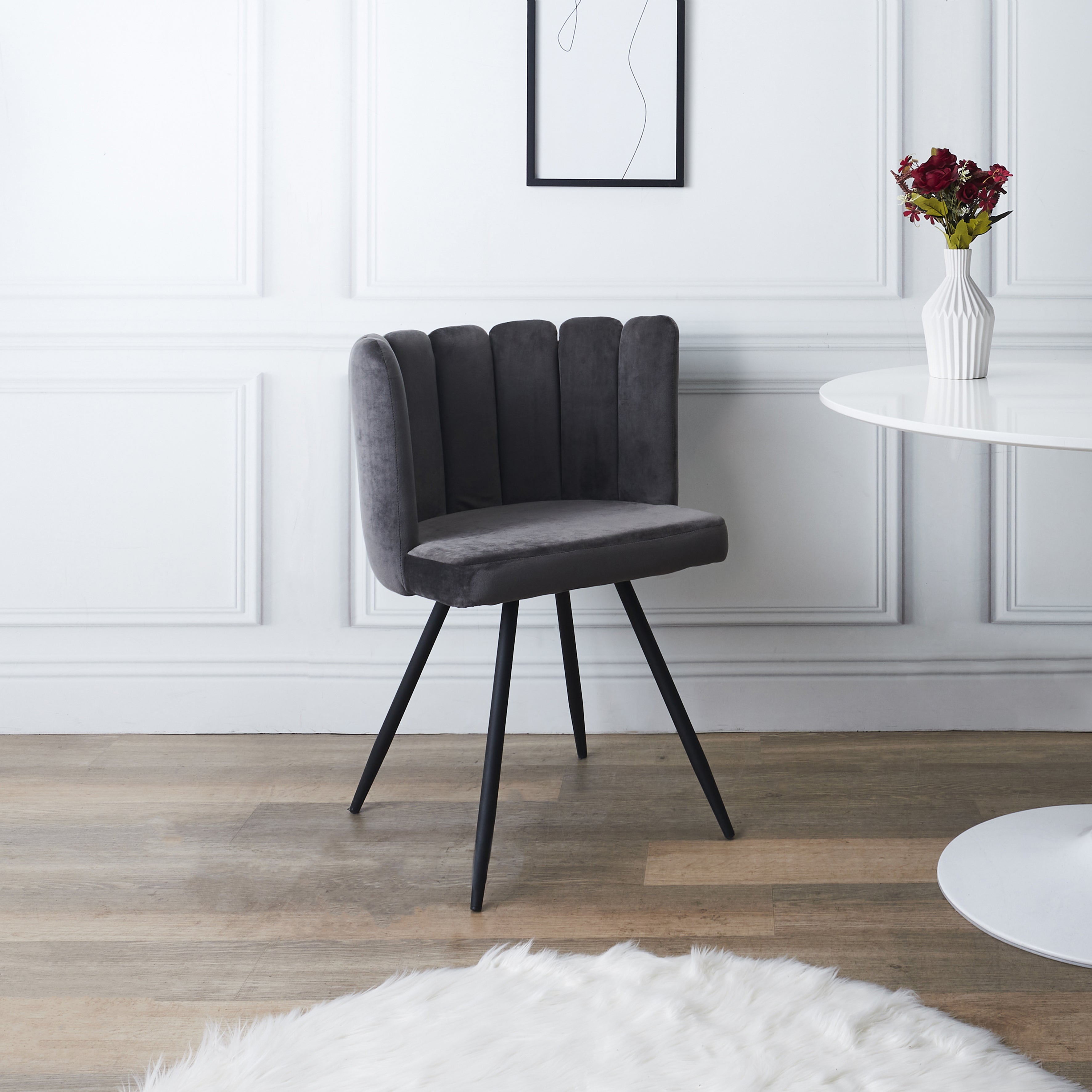 CHAISE ARIEL VELOURS GRIS - LOT DE 2