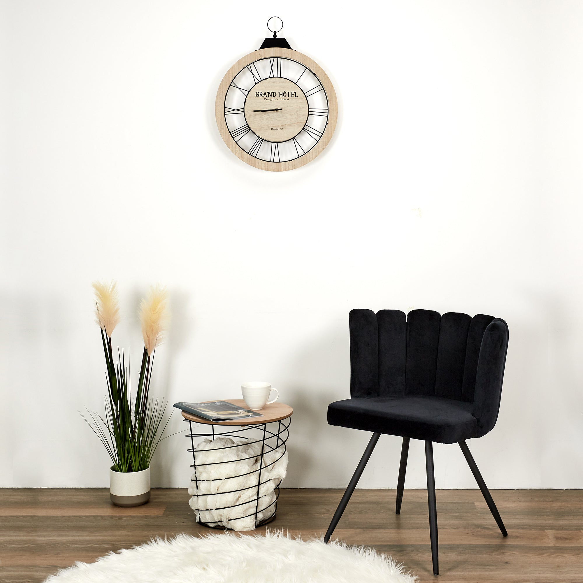 CHAISE ARIEL VELOURS NOIR - LOT DE 2