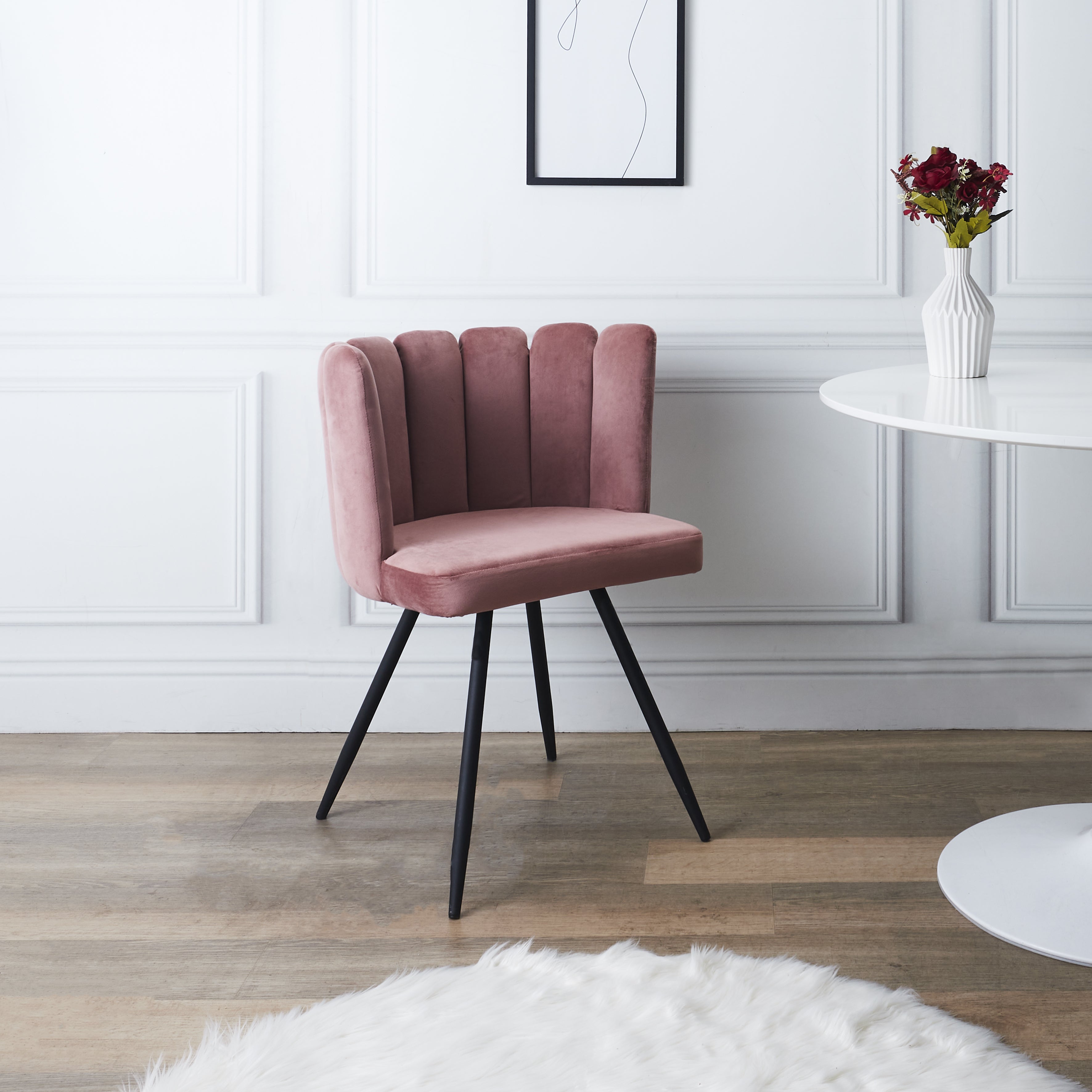 CHAISE ARIEL VELOURS ROSE - LOT DE 2