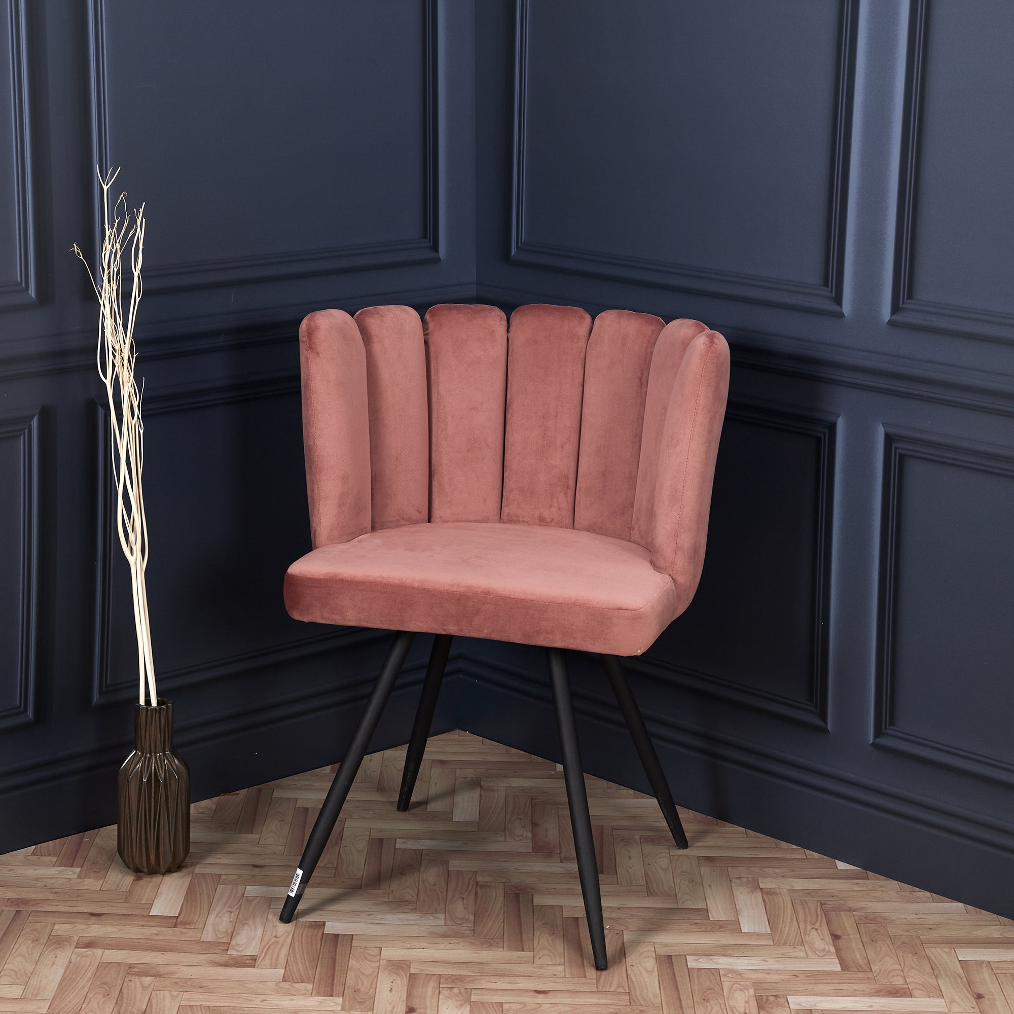 CHAISE ARIEL VELOURS ROSE - LOT DE 2