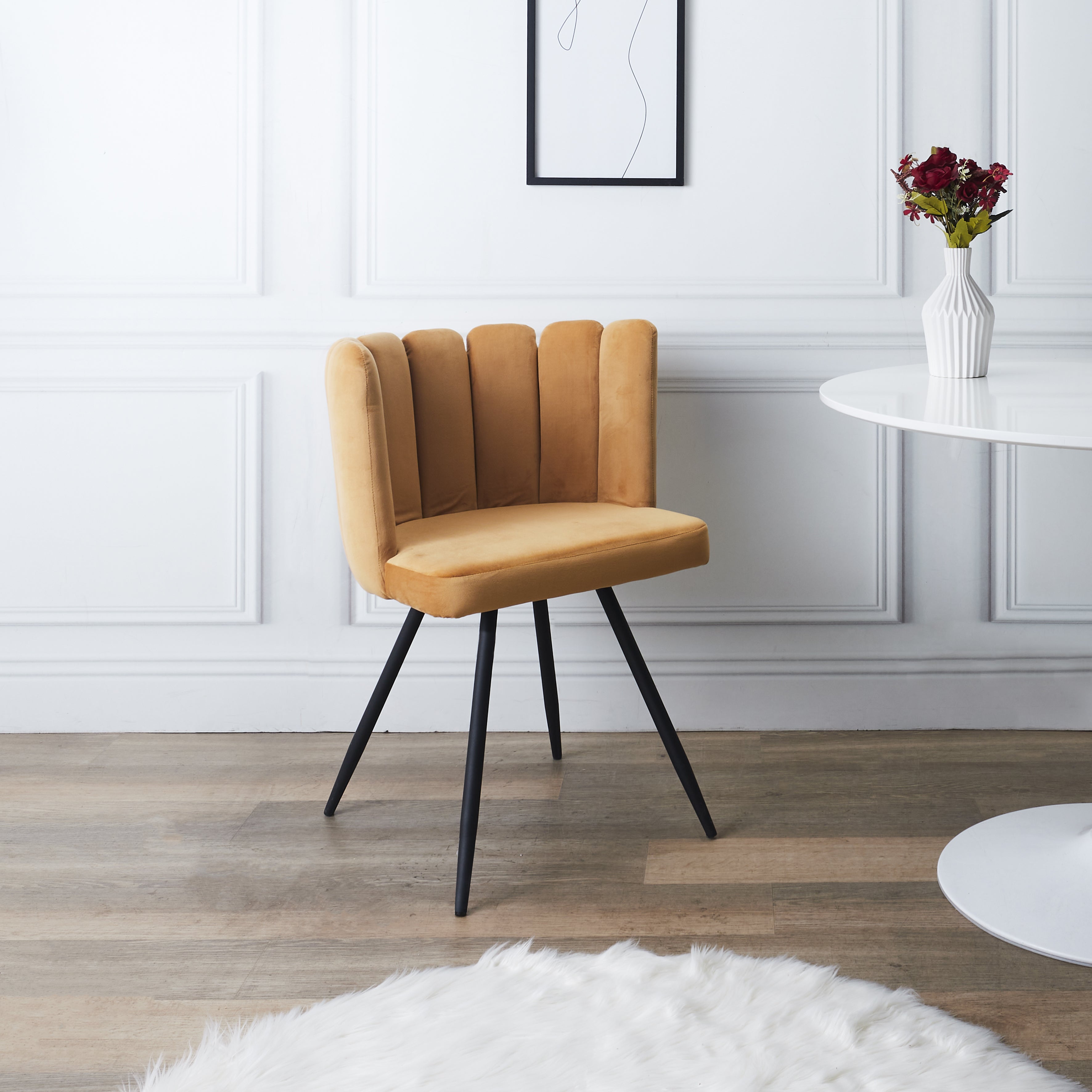 CHAISE ARIEL VELOURS JAUNE - LOT DE 2