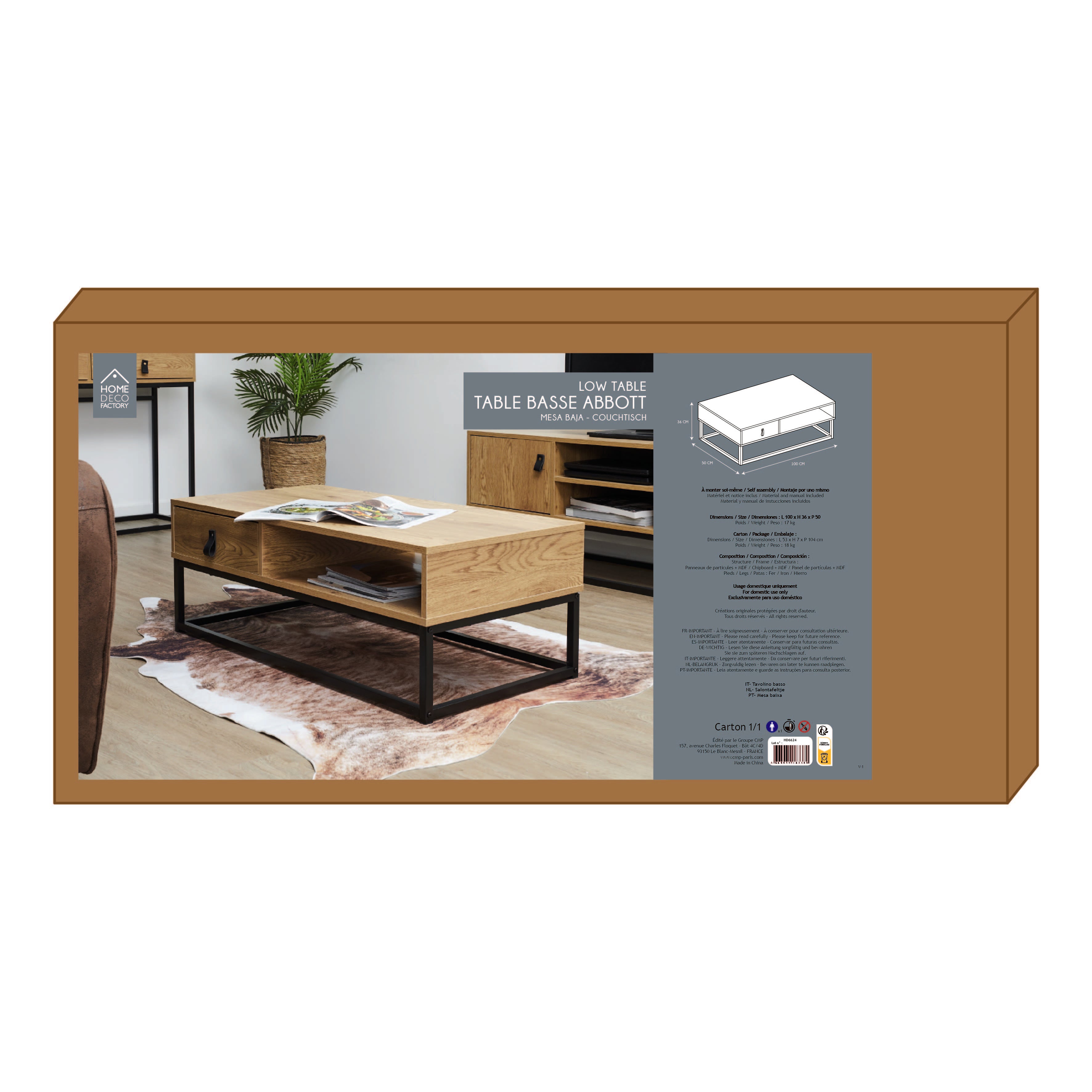 TABLE BASSE BOIS ET METAL ABBOTT