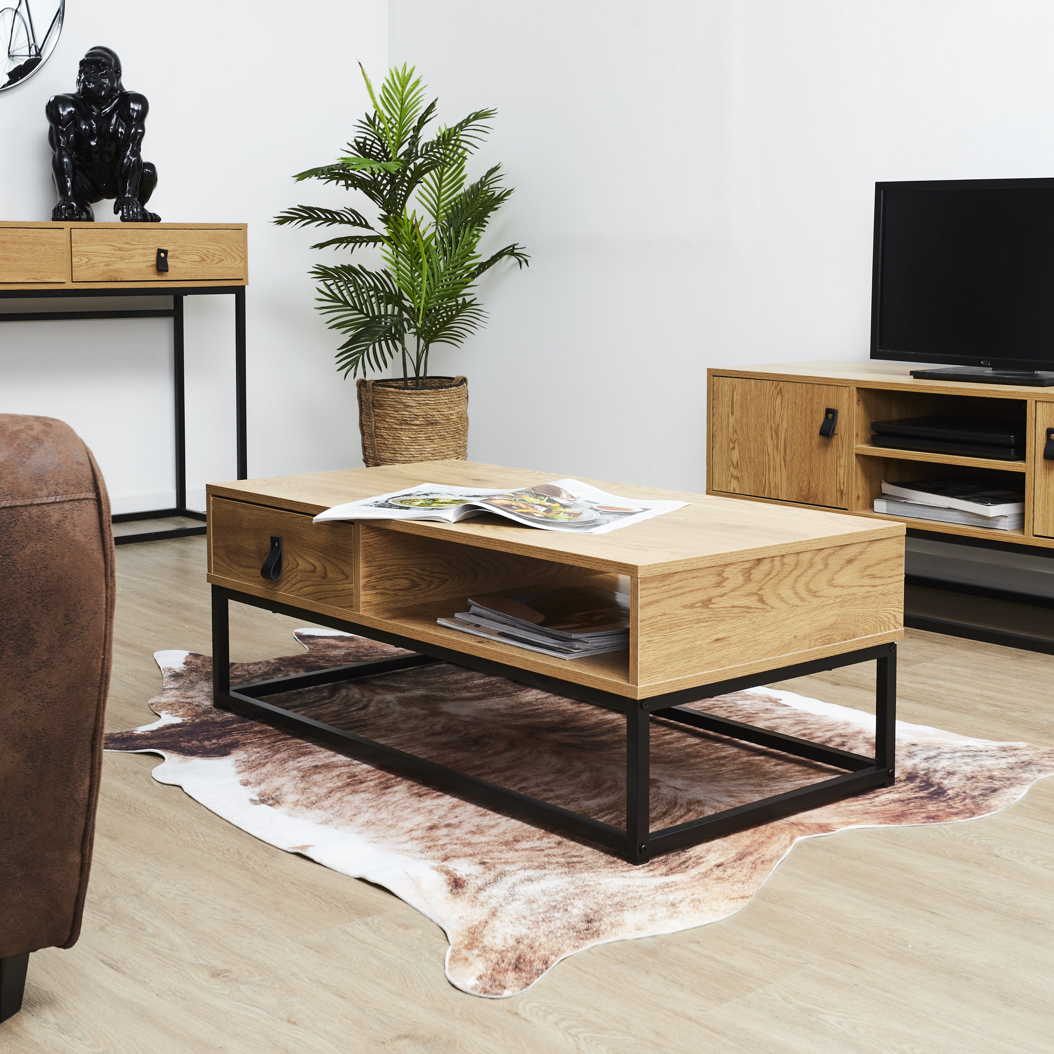 TABLE BASSE BOIS ET METAL ABBOTT