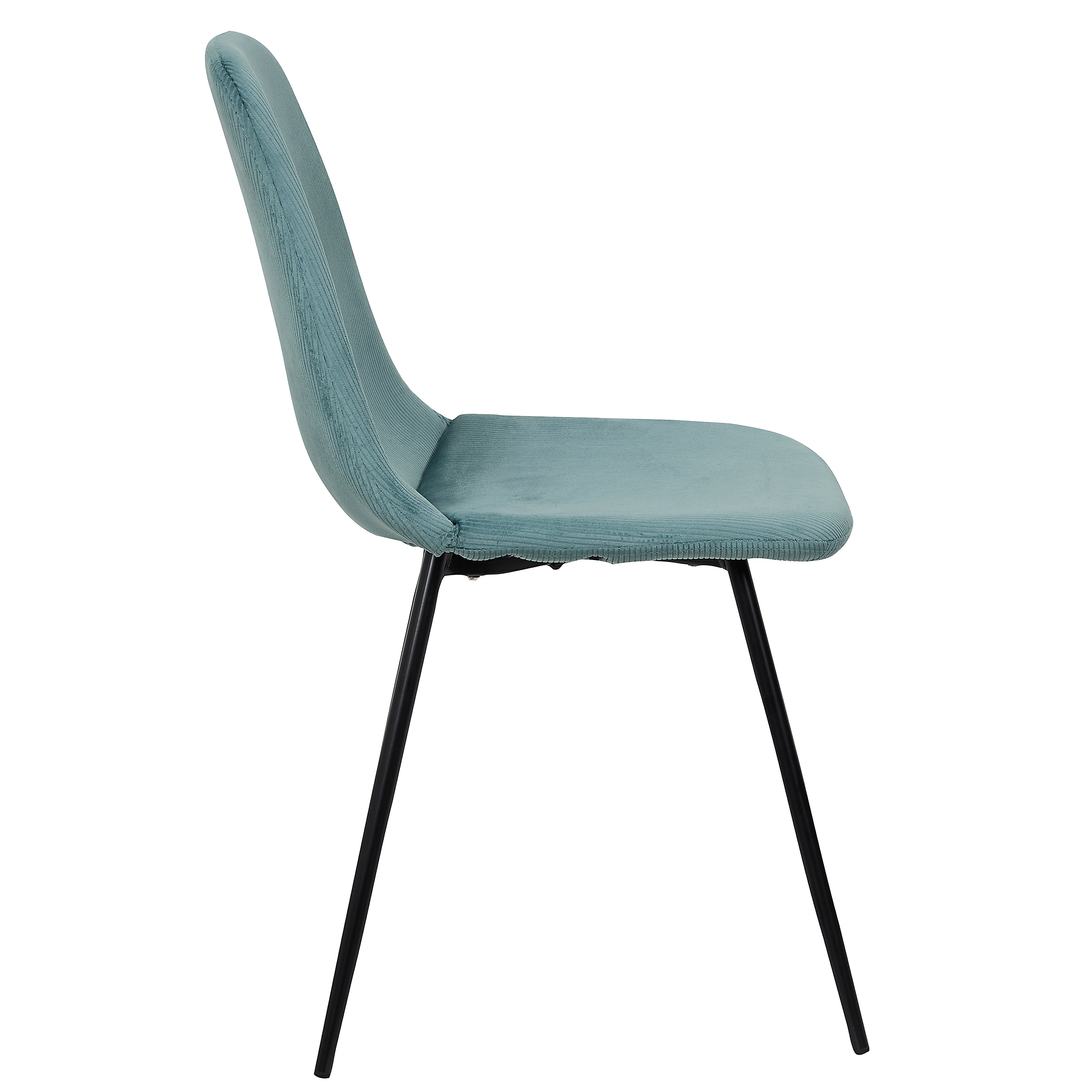 CHAISE VELOURS COTELE GIULIA BLEU CANARD - LOT DE 4