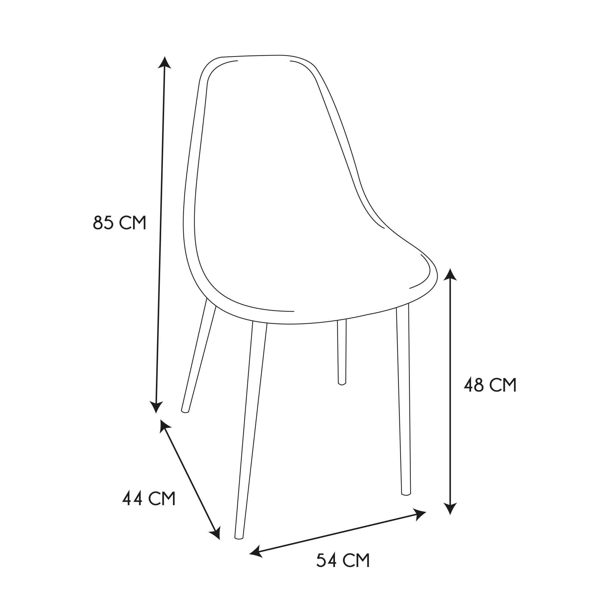 CHAISE VELOURS COTELE GIULIA NOIR - LOT DE 4