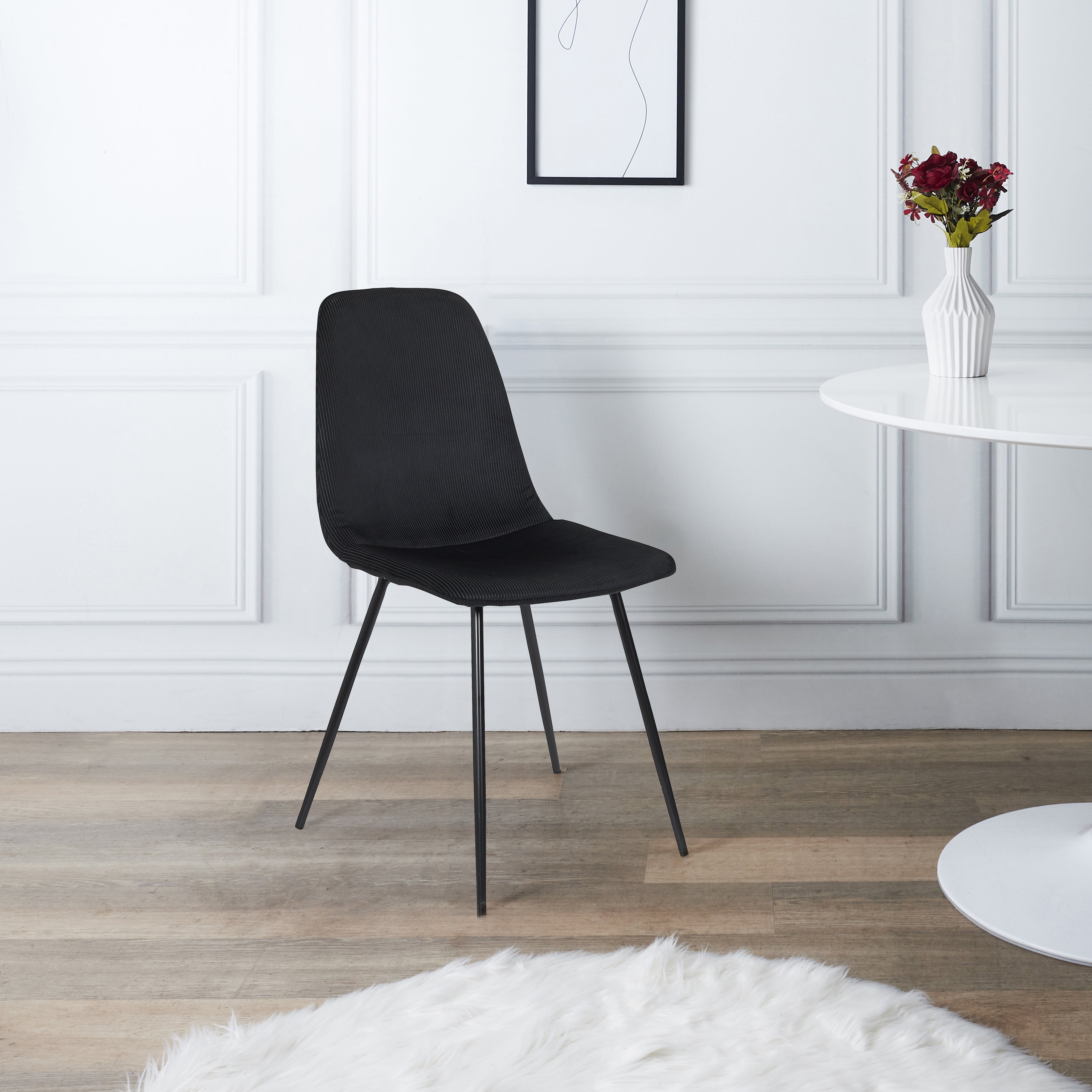 CHAISE VELOURS COTELE GIULIA NOIR - LOT DE 4