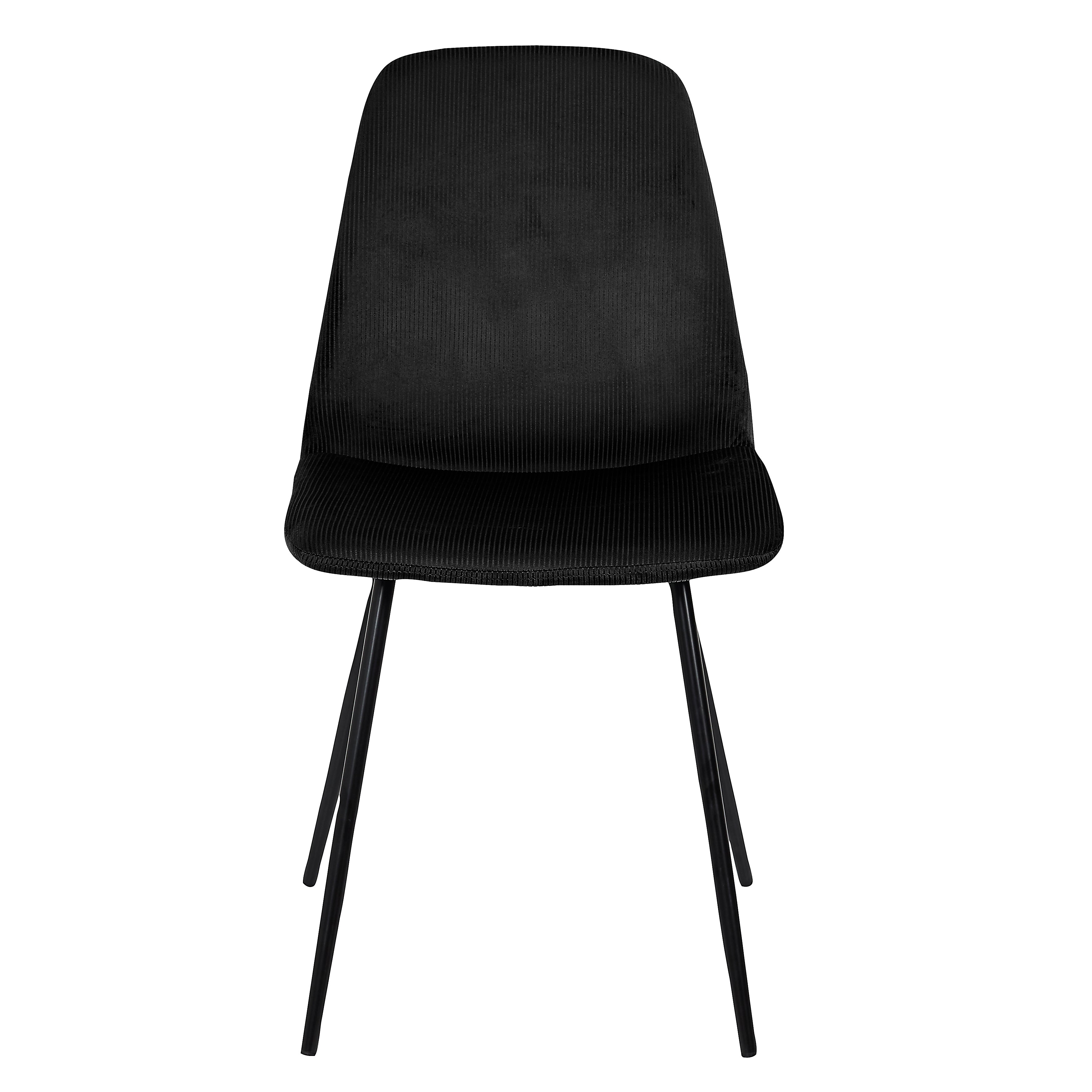 CHAISE VELOURS COTELE GIULIA NOIR - LOT DE 4