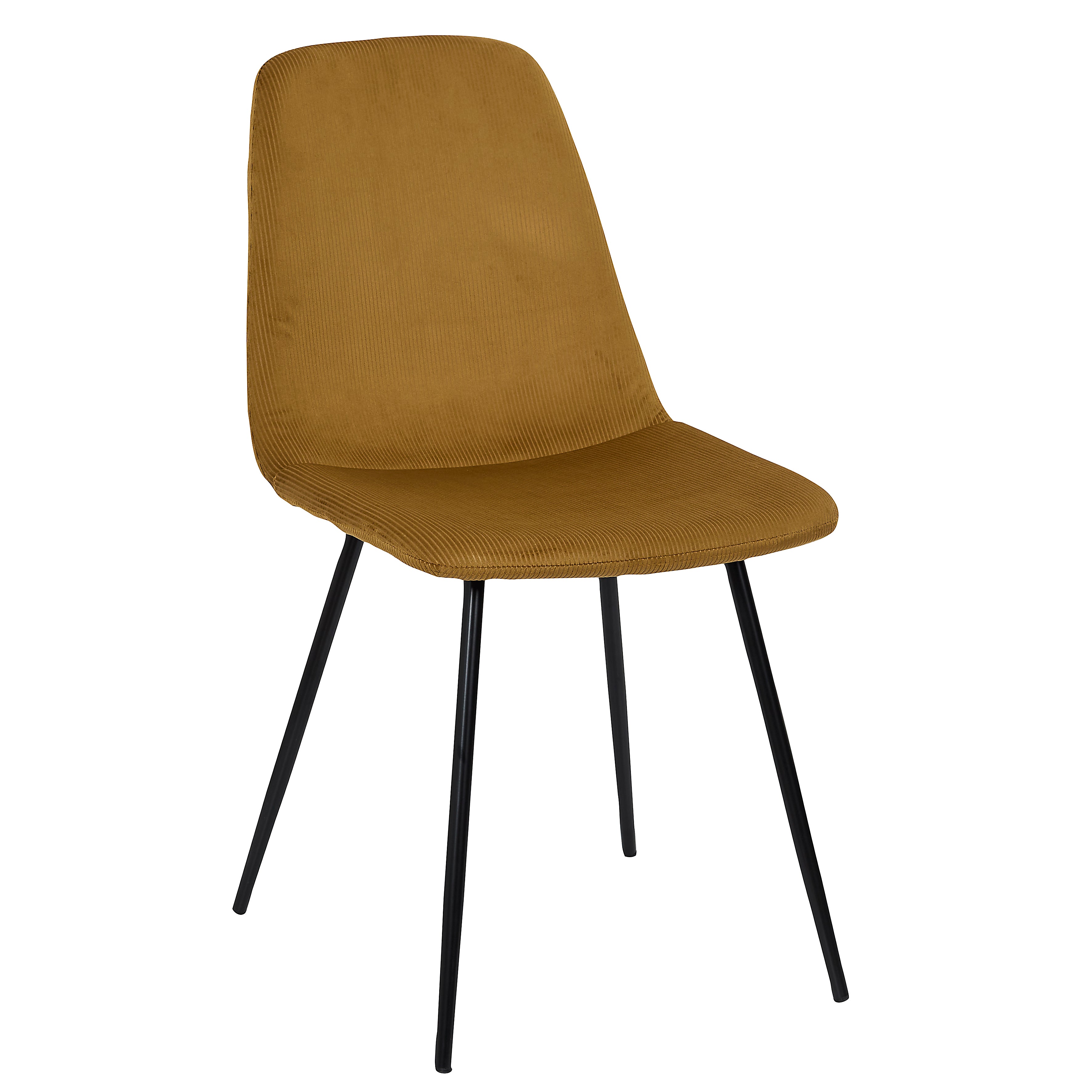 CHAISE VELOURS COTELE GIULIA JAUNE MOUTARDE - LOT DE 4